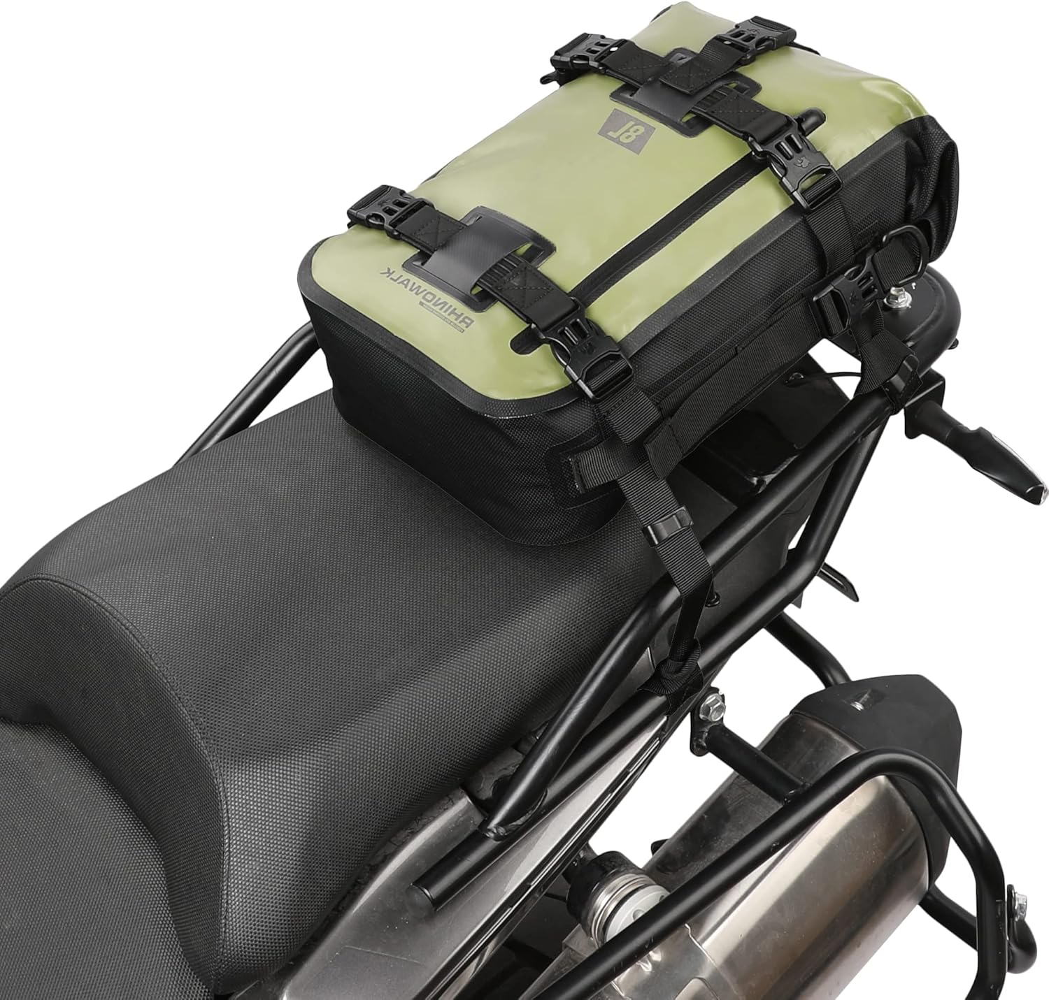 Motorcycle Tail Bag, Rear Seat Bag, Backpack, Luggage - Rhinowalk Multifunctional Waterproof Rear Rack Trunk Seat Bag, Army Green 8L image number 4