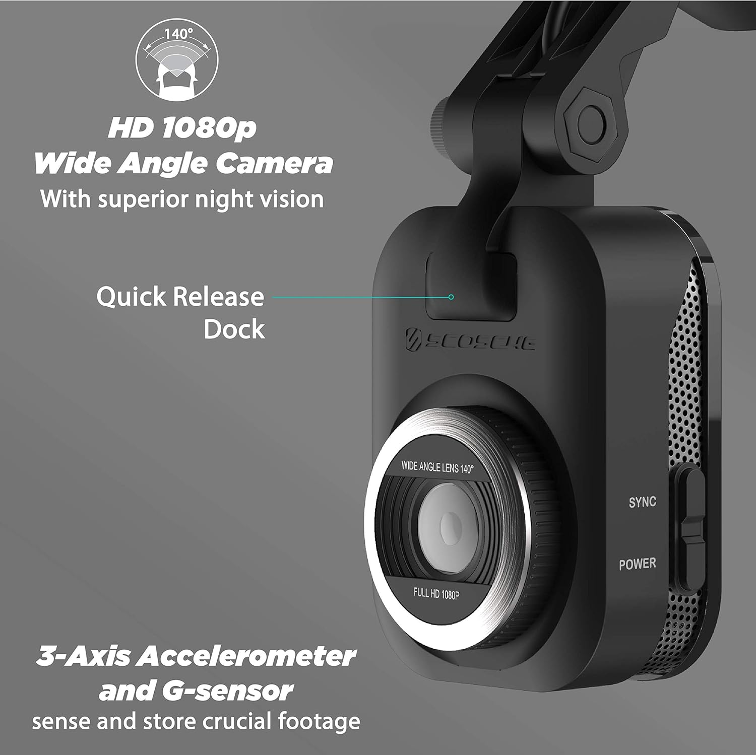 Scosche Dash Cam, Nexar, 1080P, Sony Starvis, 3M Mount 32GB SD image number 3