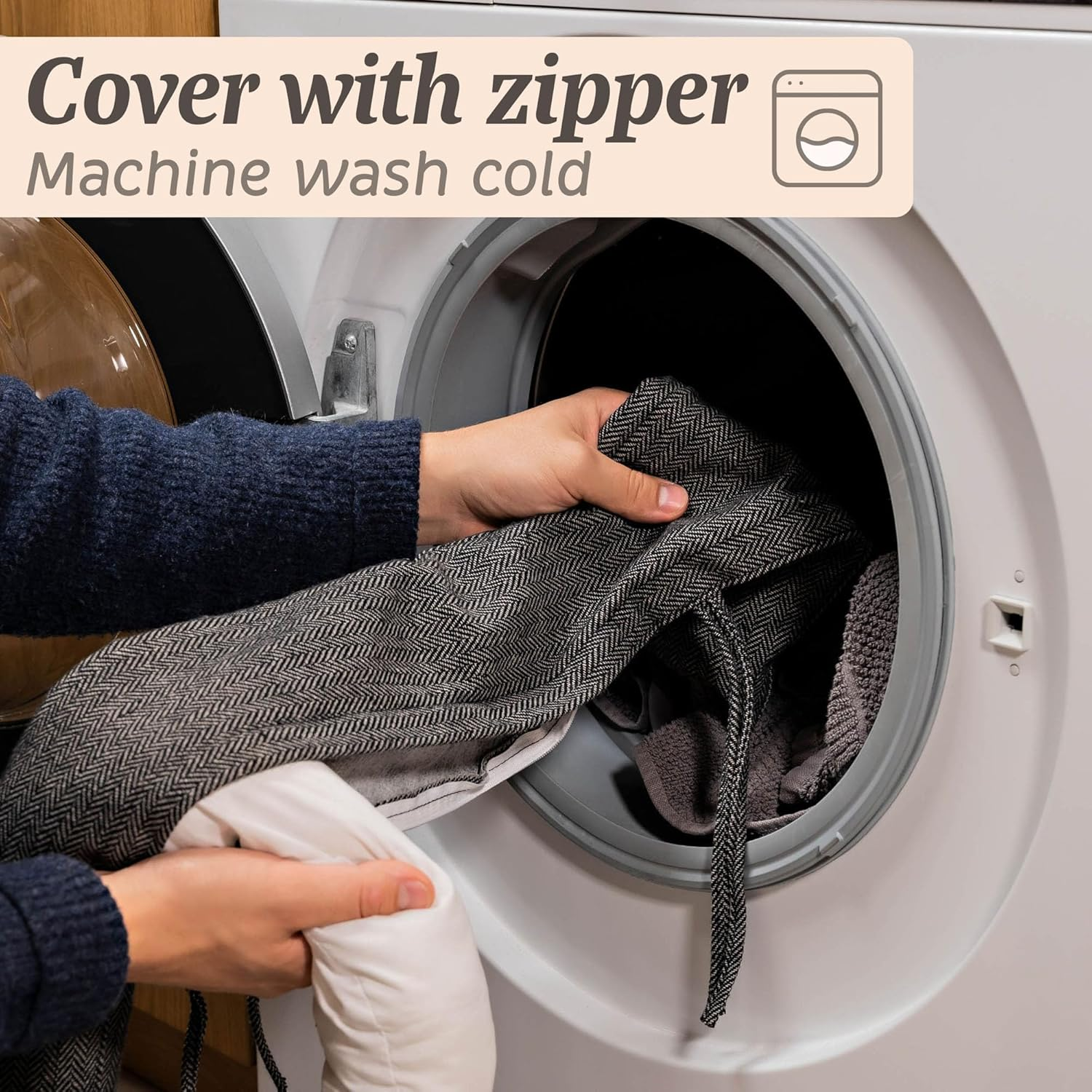 Praknu Draught Excluder for Windows up to 120 Cm, Washable, Energy-Saving, Extra Long and Heavy, Also Suitable for Wide Doors, Grey image number 4