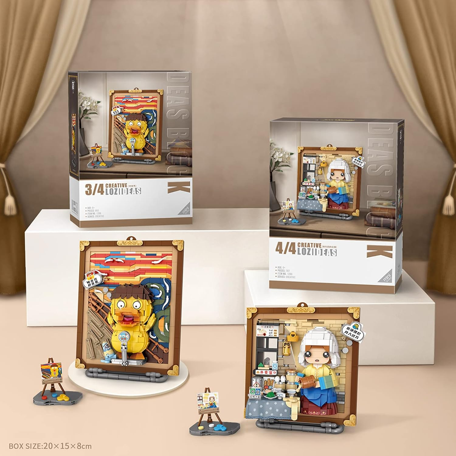 MEIEST Mini Building Blocks 3D World Famous Oil Painting Model Set, Simulation Particles Stereoscopic Painting Collection Building Brick Toy, Home Decor (The Milkmaid)