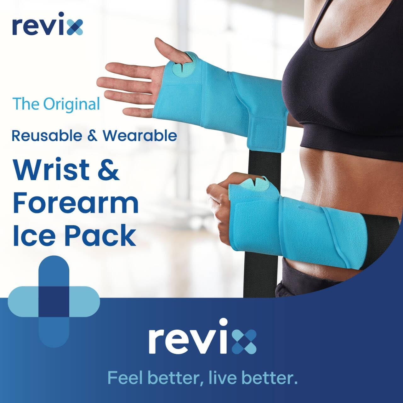 REVIX Wrist Ice Pack Wraps for Carpal Tunnel Relief (2-Piece Set) Reusable Gel Hand Ice Packs for Wrist Discomfort, Gel Pack with Hot & Cold Compressiom Therapy