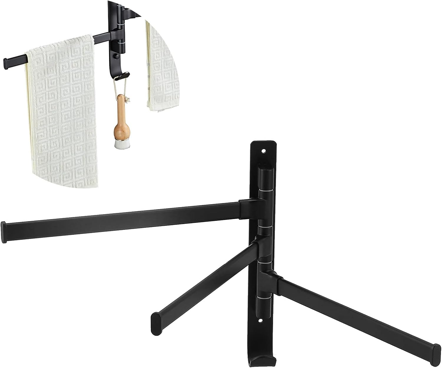 Fttowel Bar 12.6 3 -Arm Towel Holder Wallmounted,Premium Space Aluminum, Matte Black, Shelf image number 5