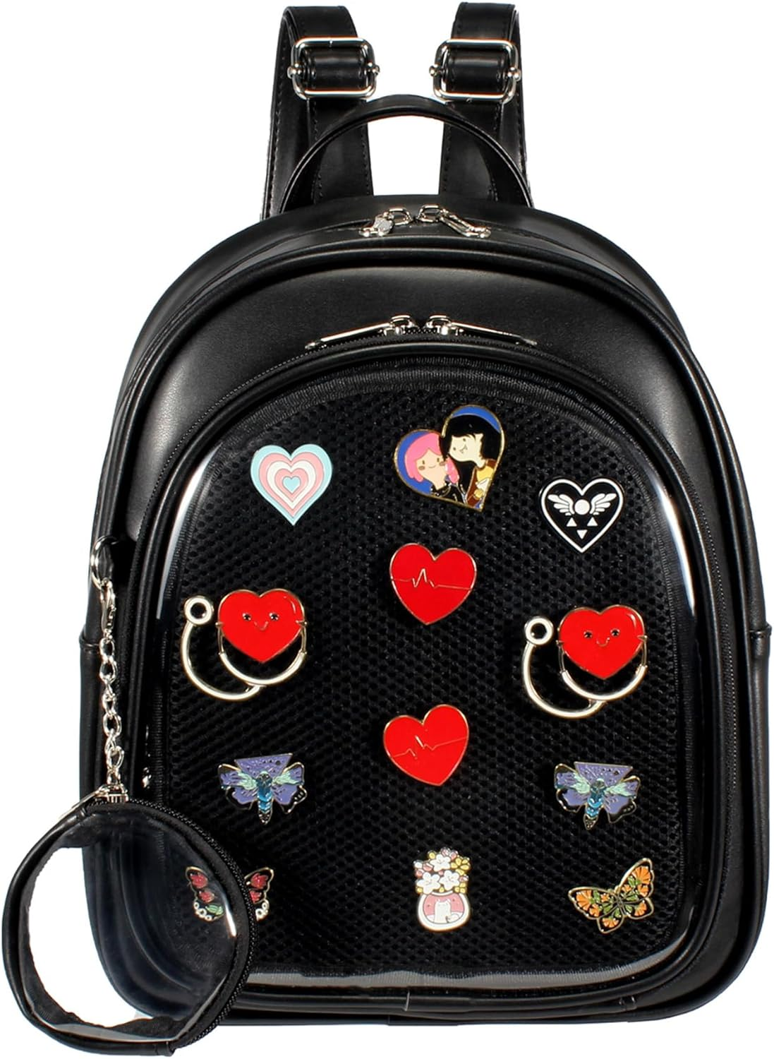 CHERRY SAUCE Kawaii Backpack PU Leather Ita Bag Aesthetic Cute Purse Pin Display