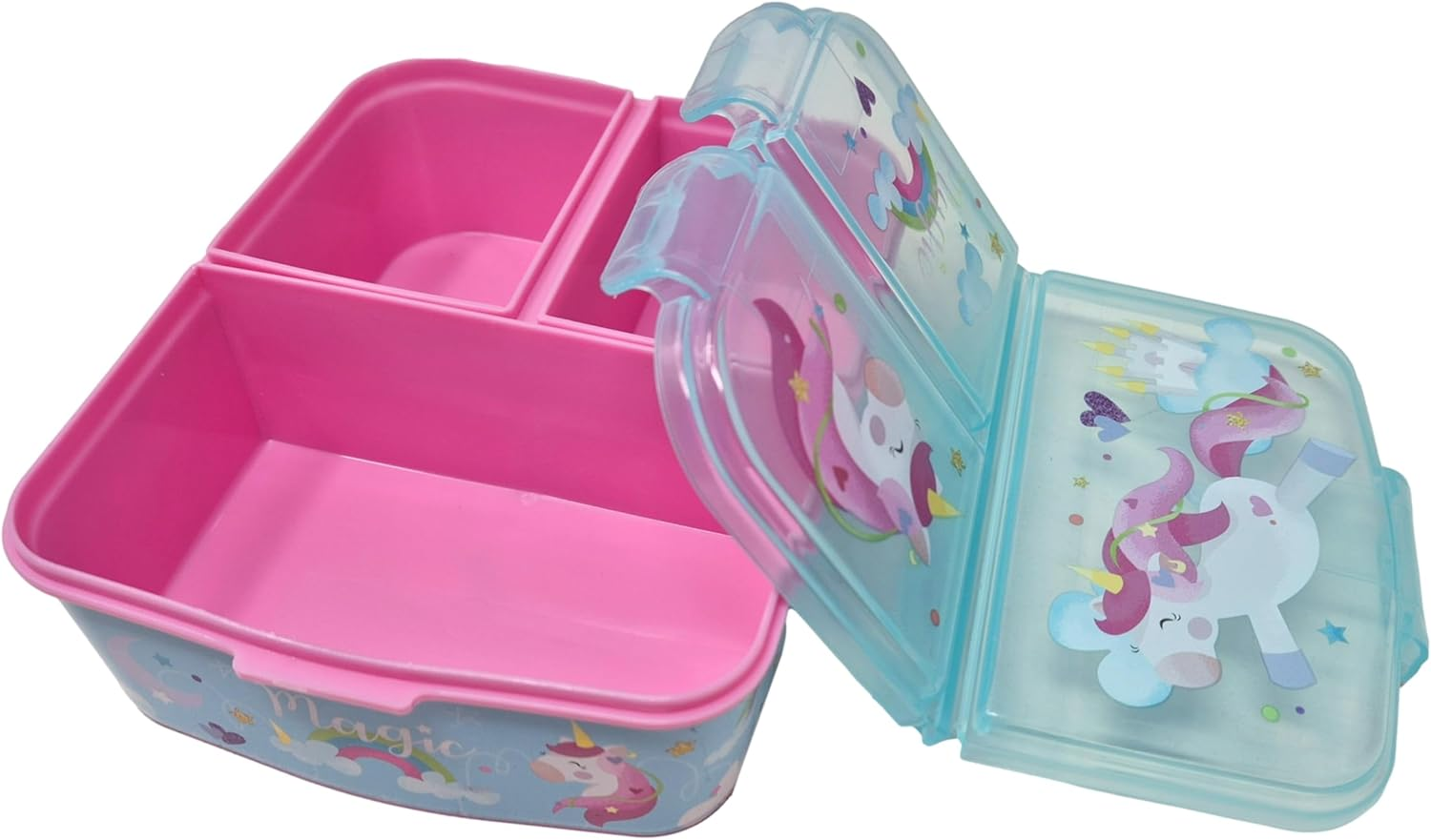 Theonoi Children'S Lunchbox, Sandwich Box with Compartments and Dividers, Nursery Lunchbox Made of Bpa-Free Plastic - Unicorn A1 image number 2