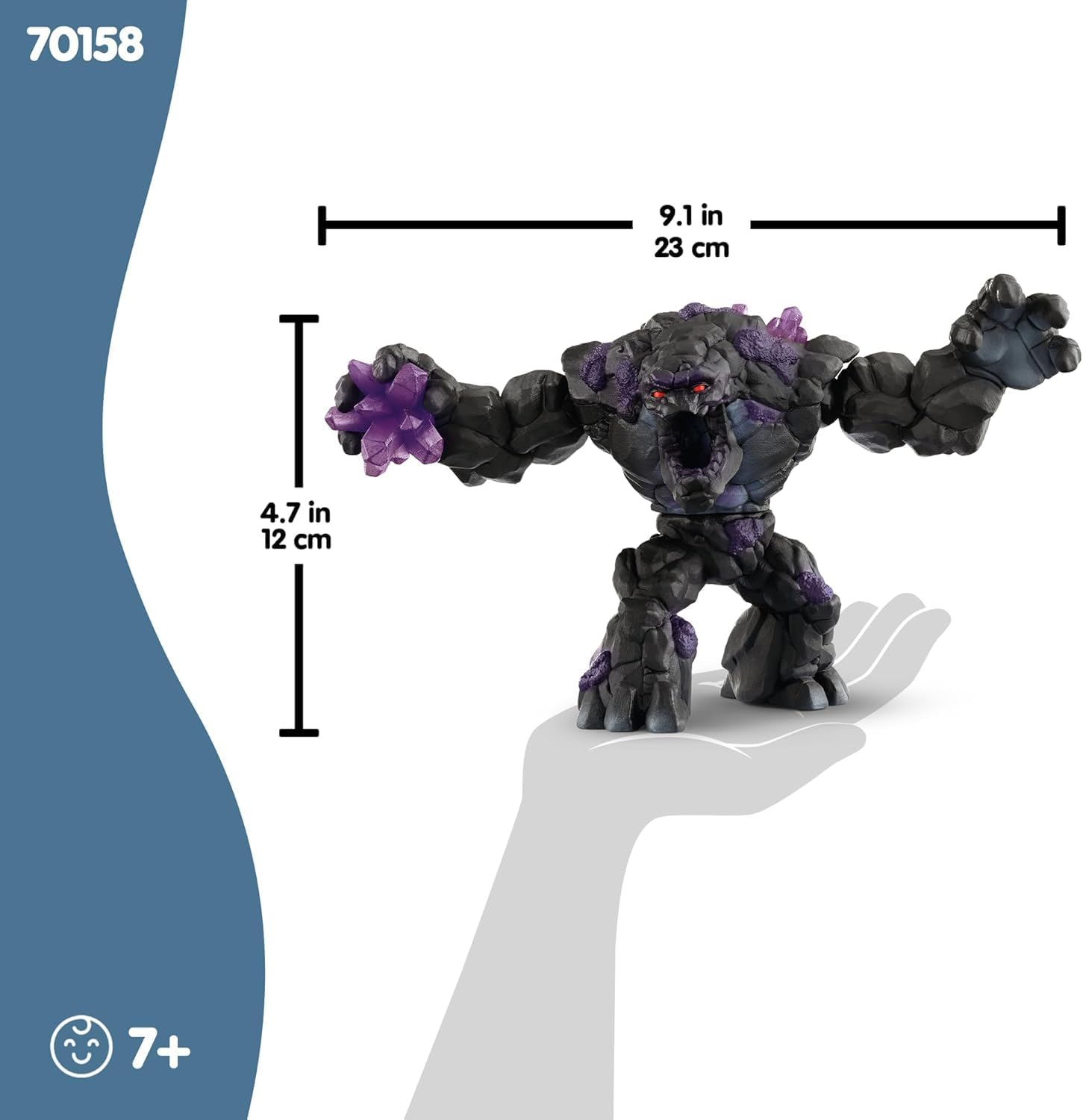 Schleich Eldrador Creatures - 9' Shadow World Stone Monster Toy with Crystal Set - Cool Movable Monster Action Figure for Boys and Girls - Fantasy Rock Beast Figurine - Durable Toys for Kids Ages 7+