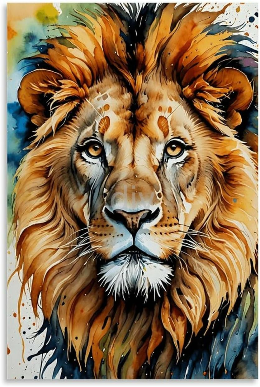 Lion Poster Poster Canvas Painting Wall Art Picture Home Decor Print for Bedroom Living Room Dorm Study Bar Office 16X24Inch(40X60Cm) Unframe-Style