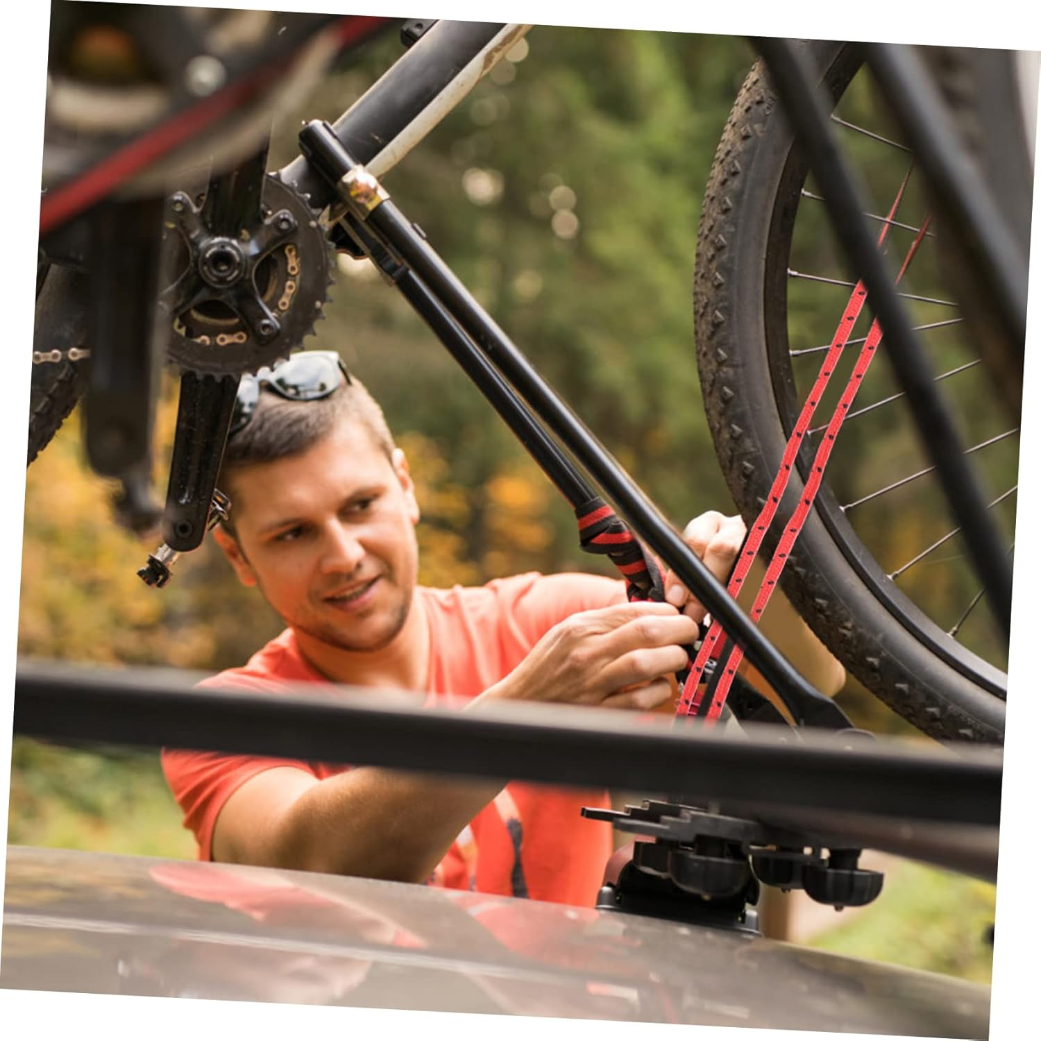 KOMBIUDA 3Pcs Bike Luggage Strap Elastic Telescopic Rope Retractable Drawstring Rope Straps image number 4