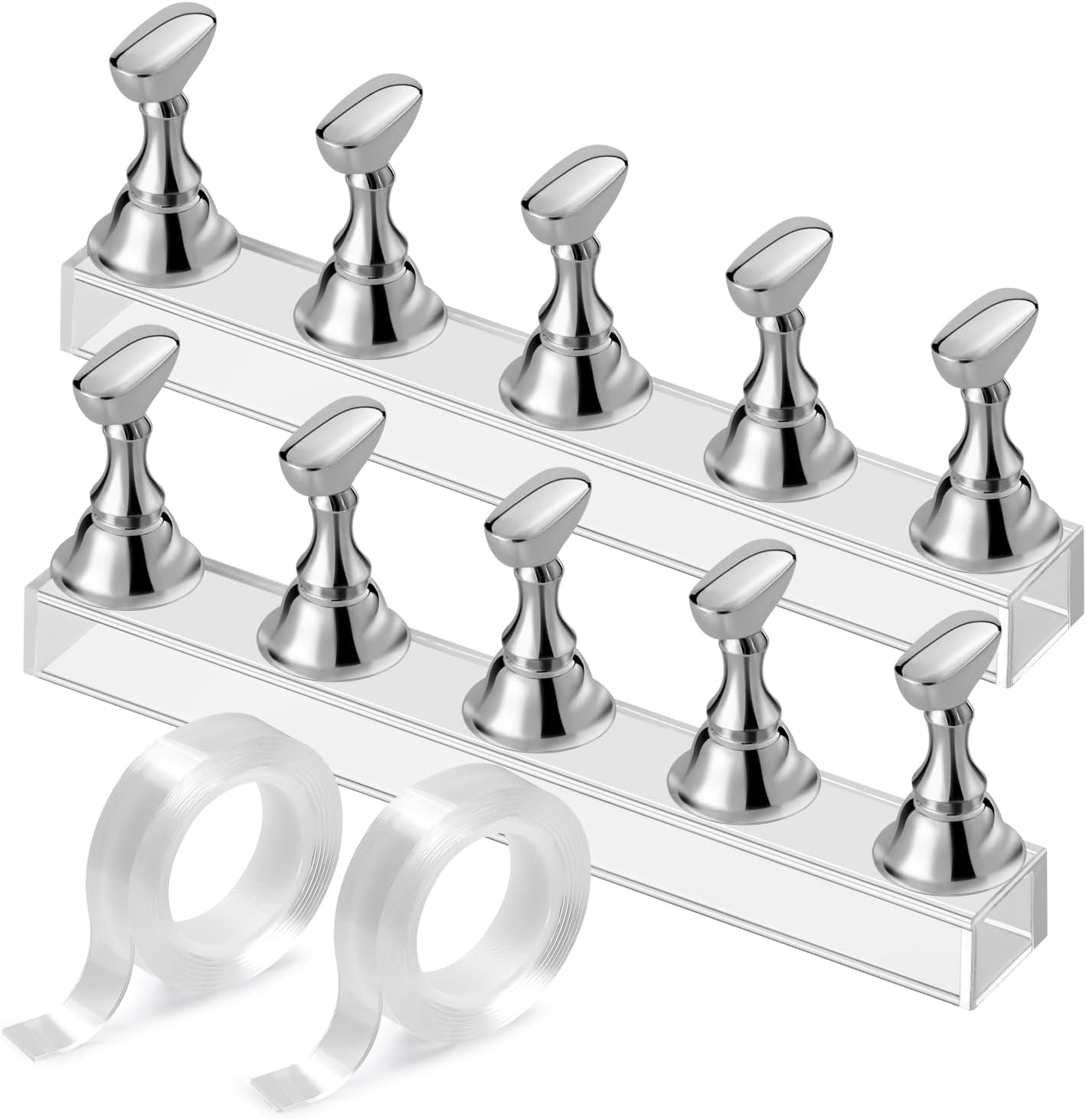 Etercycle Nail Stand Acrylic Nail Art Display Stand Practice Nail Holder for Painting Nails Magnetic Practice Stands with Double-Sided Tape for DIY Salon Supplies (Pink)