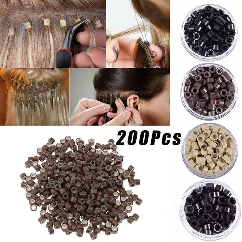 Hair Extension Micro Rings Beads 200 Silicone Lined Microbeads 5Mm X 3Mm Links&ndash; Versatile Color Range for Natural Look image number 3