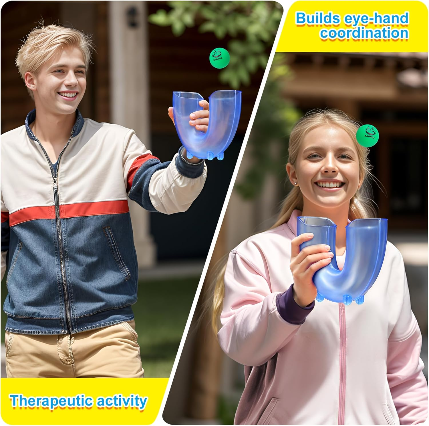 Skill Games with 3 Balls Toys for Girls Boys Kids Teens Adults Indoor Outdoor Game Develops Motor and Juggling Skills Gift Ideas for Fun Stuff Party (Blue) image number 2