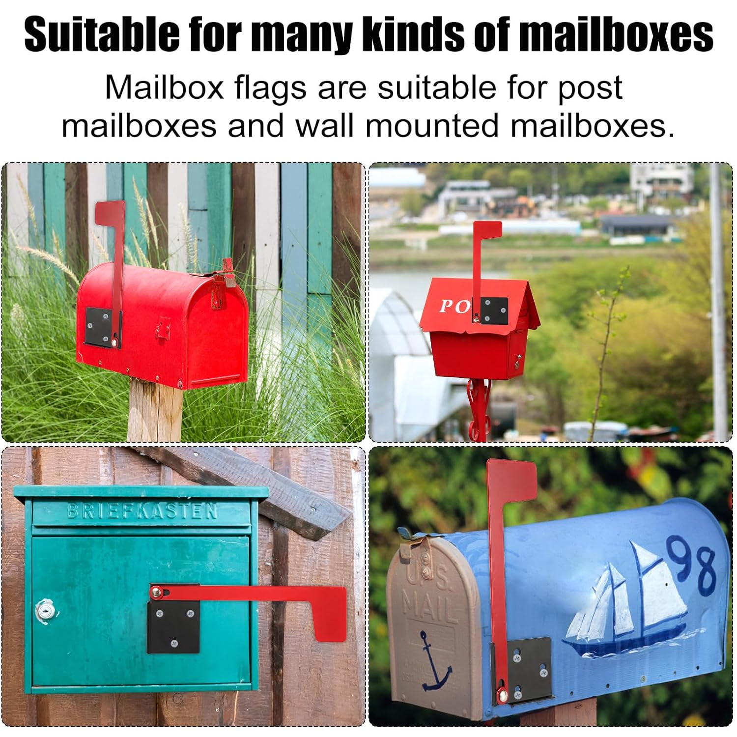 NQEUEPN Mailbox Flag, Professional Replacement Flag for Mailbox Mental Red Mailbox Flag Replacement Kit No Tools Required Mailbox Flag for Wall & Post Mount image number 5