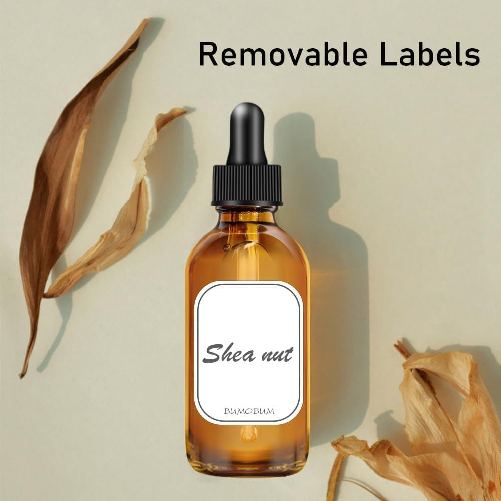 Bumobum Dropper Bottle 2 Oz, 2 Pack Amber Glass Eye Dropper Bottles with Labels and Funnel, Tincture Bottle with Measured Dropper - Leakproof Essential Oils Bottles for Health, Personal Care & Beauty - Amber And Clear image number 4