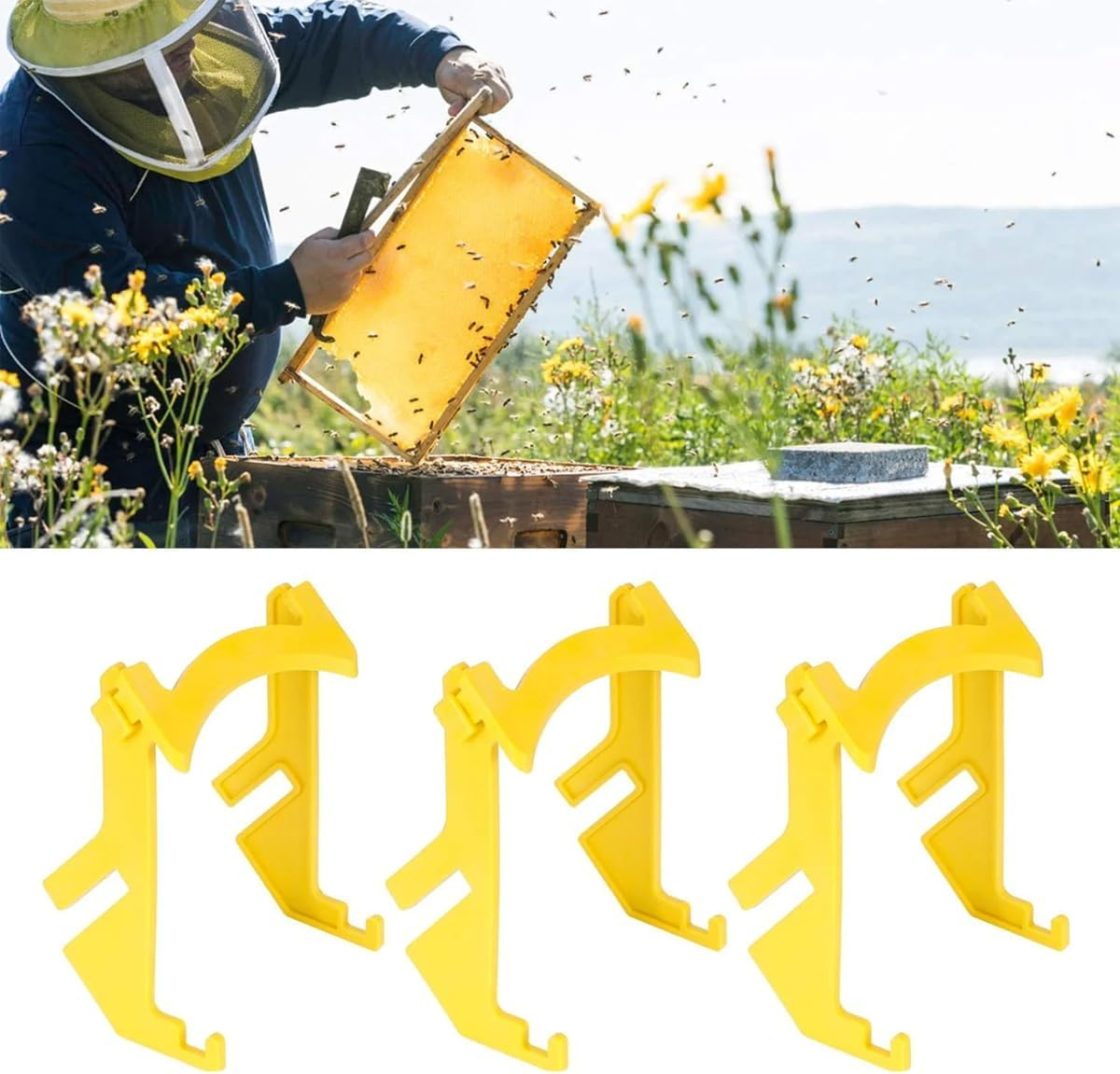 AIMALL Beekeeping Tools Plastic Honey Bucket Stand Honey Shaker Machine Honey Bucket Shelf Plastic Bucket Stand, 6.69In X 8.07In X 6.88In(17Cm X 20.5Cm X 17.5Cm) image number 5