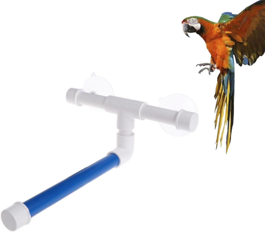 JUMPLAWN Portable Parrot Bird Shower Stand Suction Cups, Window Mounted Bird Bath and Paw Grinding Perch for Indoor Parakeets and Cockatiels image number 4