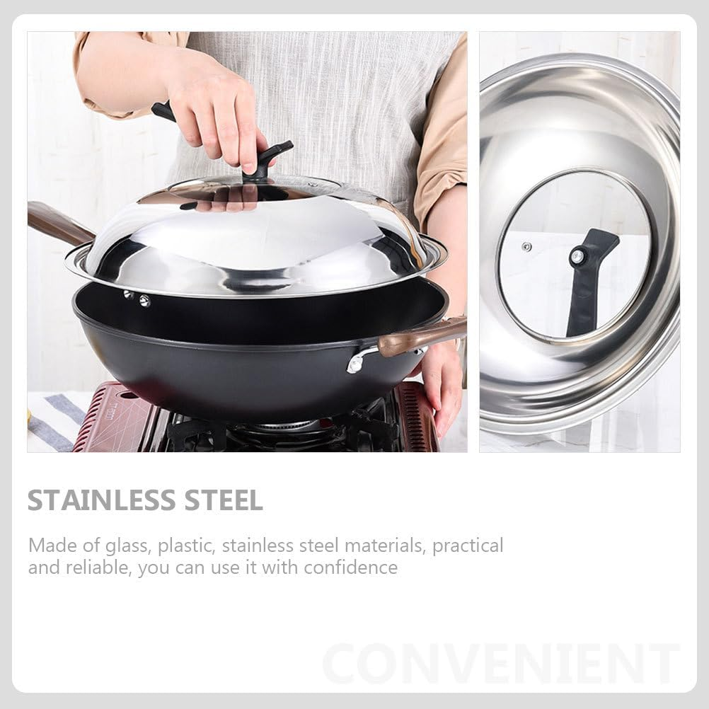 Healvian Stainless Steel Wok Cover 30CM Pot Lid Thickened Pan Cover Visual Pot Cover Wok Lid Frying Pan Lid Universal Lids for Pots, Pans and Skillets