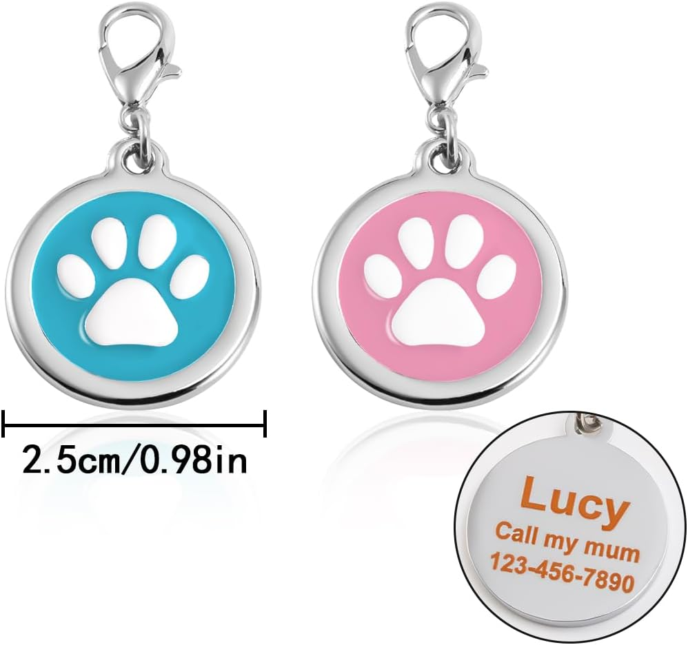 HAIKING Pet Tags, 2 Pcs Dog Personalized Name Tags for Dogs, Cats, Pets (Pink, Blue.Personalized Customization Is Not Provided and Needs to Be Customized by Oneself.) image number 5