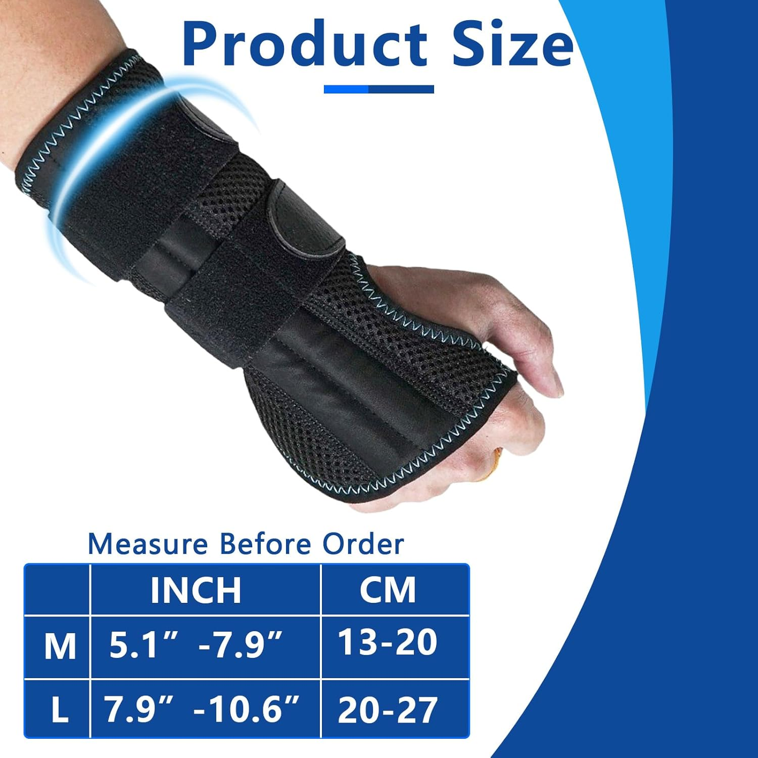 Carpal Tunnel Wrist Brace, Alleviates Tendonitis Wrist Brace Equipped with 3 Metal Stabilizers, Adjustable Wrist Support Wrap for Arthritis, Sprain, Sleeping, Working (Left, M) image number 3