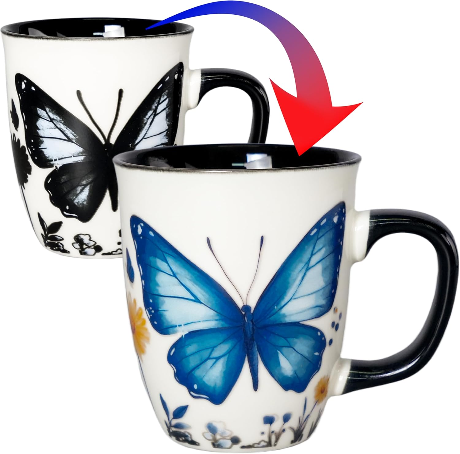 Funny Ceramic Magic Heat Color Changing Coffee Mug with Bamboo Printing for Women Personalized White Green Tea Cup Large Mugs for Mom,Girl, Grandma and Man 16 Oz