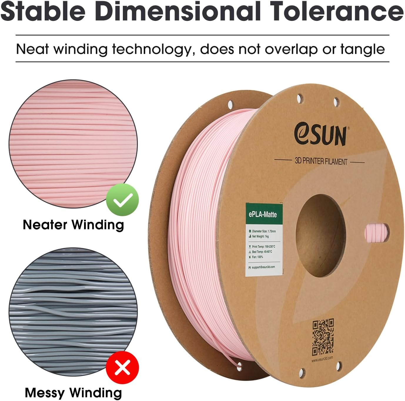 Esun Upgraded Matte PLA Filament 1.75Mm, Matte PLA 3D Printer Filament, Dimensional Accuracy +/- 0.02Mm, 1KG Spool (2.2 LBS) 3D Printing Filament for 3D Printers, Matte Peach Pink