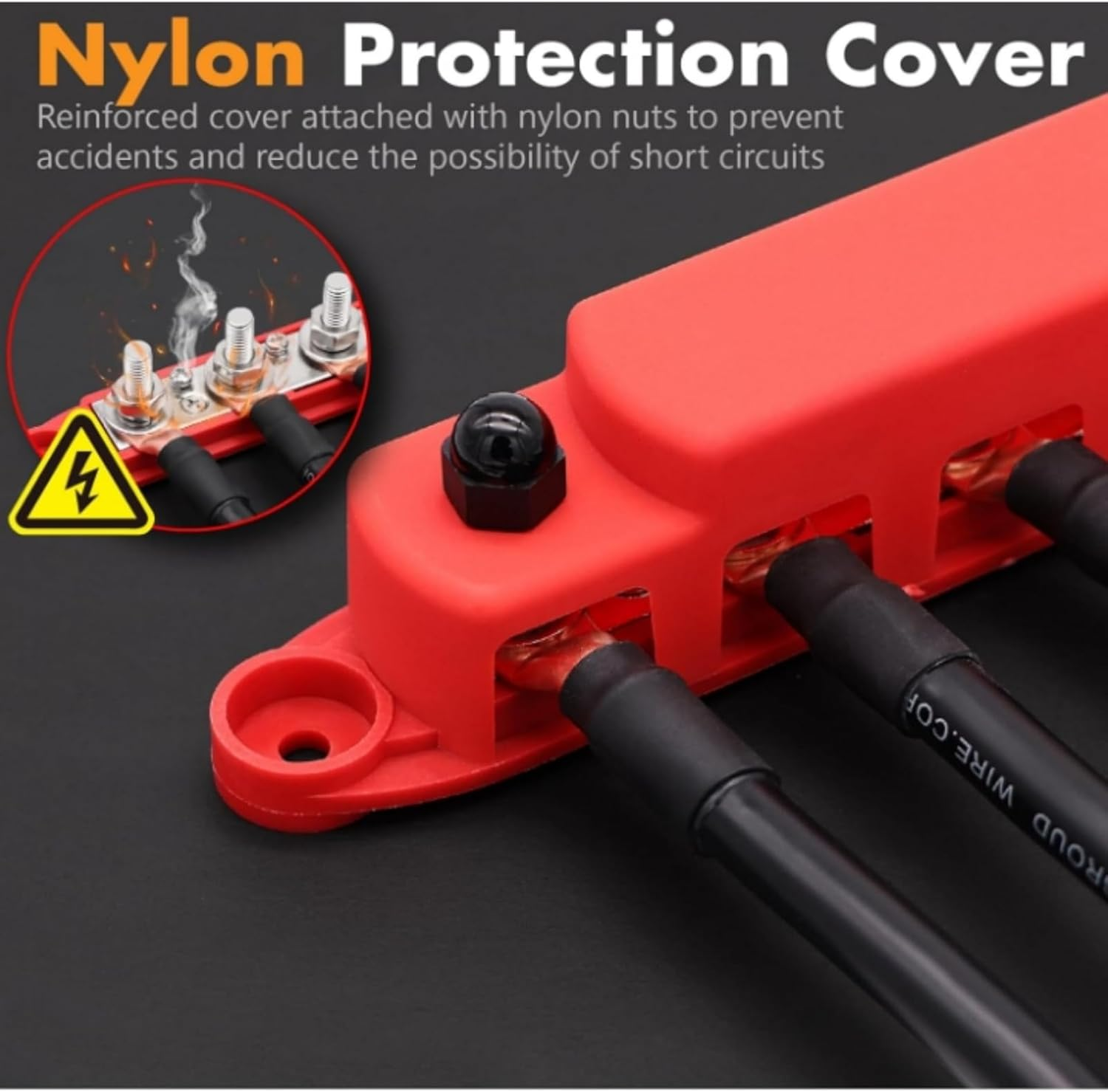 Power Distribution Block Bus Bar,1Pcs 5/16" M8 300AMP 12/24V Automatic Marine Electric Busbar 4 Stud Black Junction Block with Car Boat Marine Caravan RV&hellip; image number 2