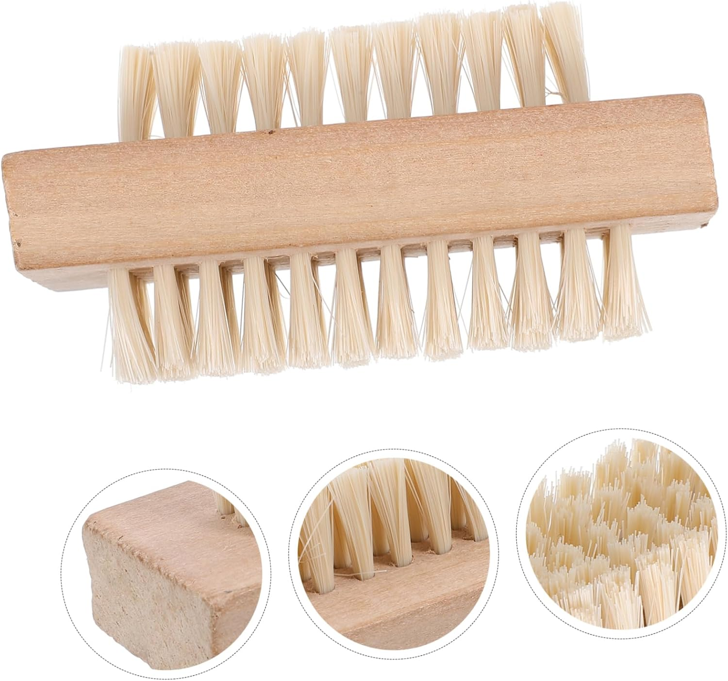 BATHVEVE Natural Wooden Double Sided Nail Brush 1 Piece Bristle Cleaning Tool for Men and Women for Fingernails and Toenails Comfortable to Hold Handle for Home or Travel image number 4
