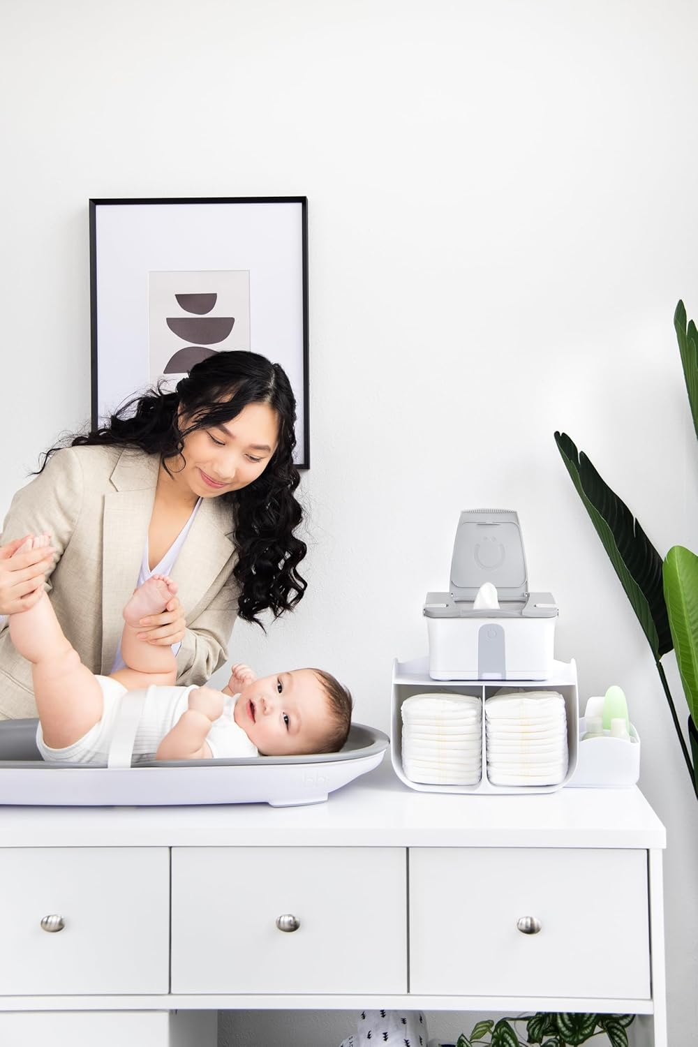 Ubbi Diaper Caddy Organizer, Stores Baby Diapers, Wipes & Baby Accessories, White image number 1