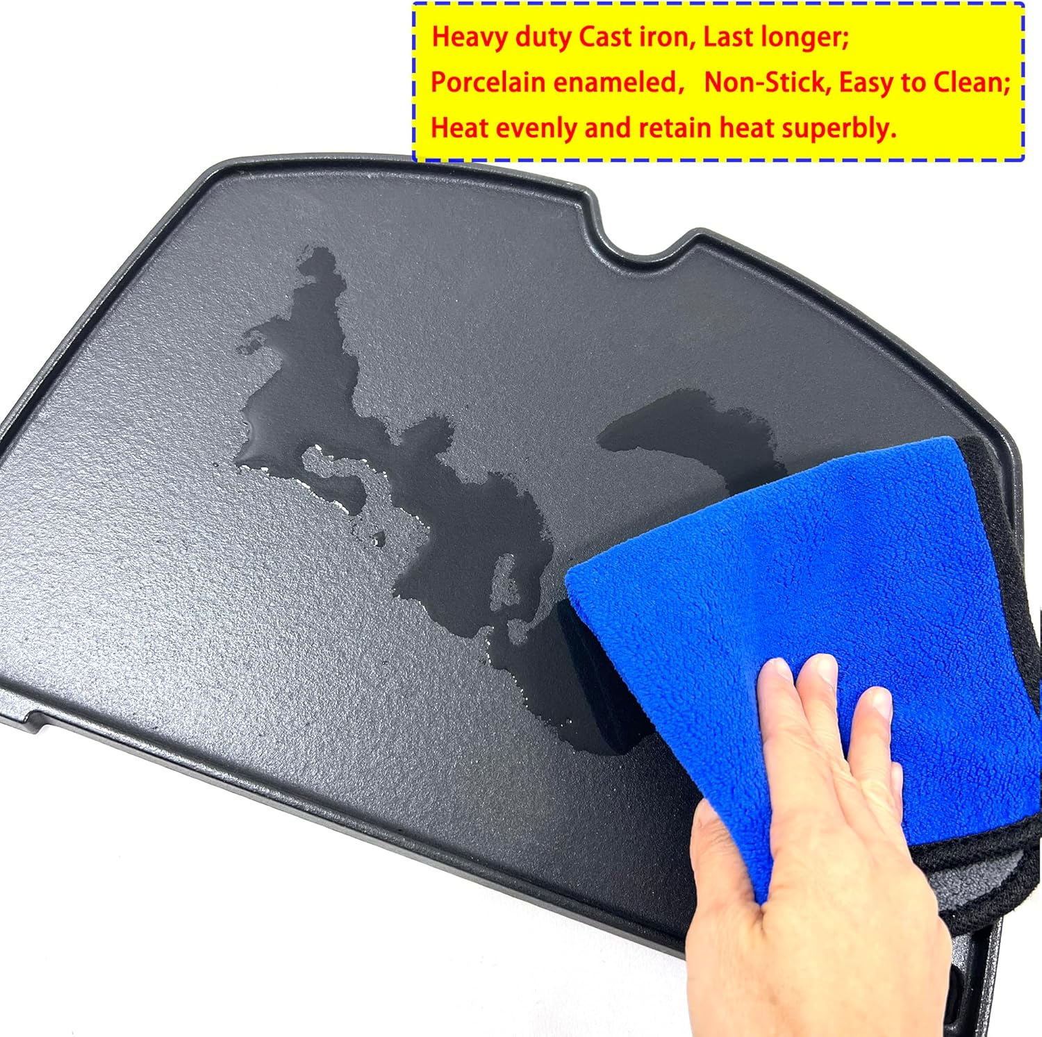 Direct Store DC137 6559 Cast Iron Cooking Griddle Replacement for Weber Q200 Q220 Q240 Q260 Q2000 Q2200 Q2400 Series, Gas Grills Griddle Fits 396001 396002 394001 566014 566001 image number 6