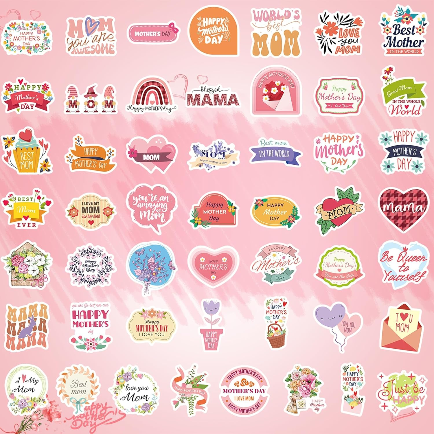 Kvadouly 100 Pcs Mothers Day Label Stickers &ndash; Decorative Stickers for Gift Bags, Envelopes, Cards, and Holiday Packaging image number 5
