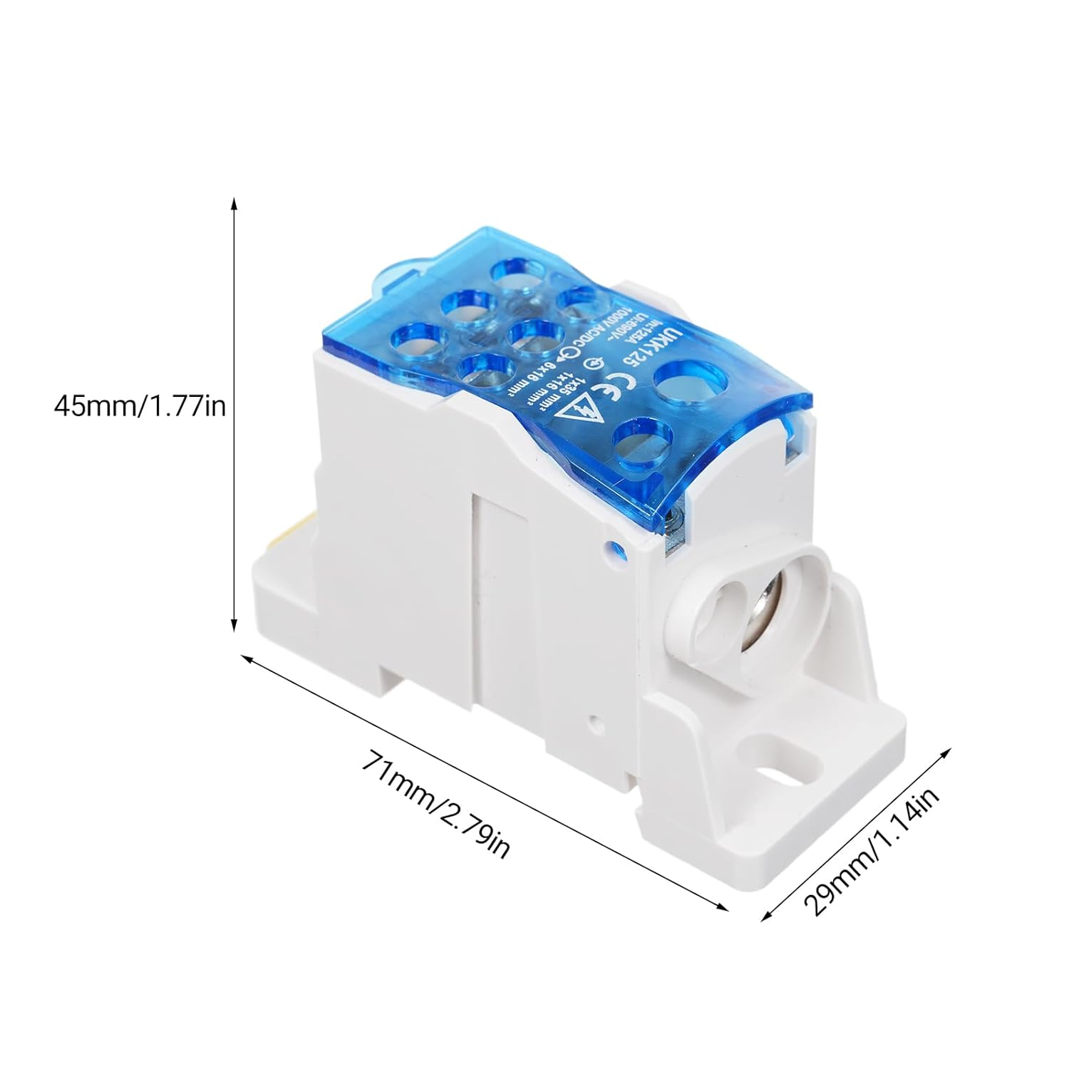 FUNFANG 1 Pack 6 Positions Screw Terminal Strip Blocks with Cover Junction Box Branch Box Din Rail Terminal Block Wire Box Cabinet Wire Splitter Connector UKK125A - Ukk160A image number 4