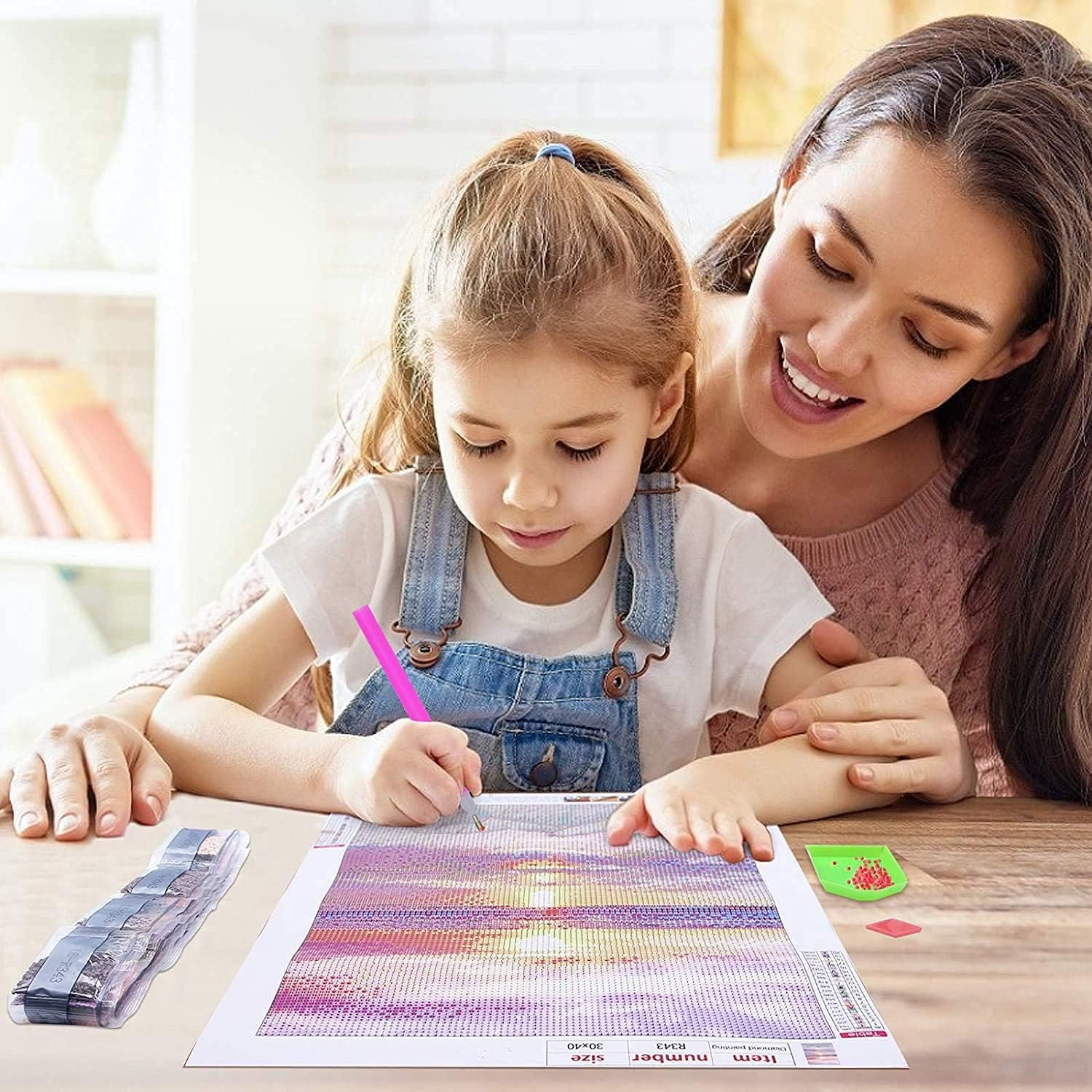 NAIMOER Diamond Painting Kits for Adults, DIY 5D Full Drill round Diamond Art Beach Sunset Heart Crystal Diamond Art for Home Wall Decor (Diamond Painting 12X16 Inch)