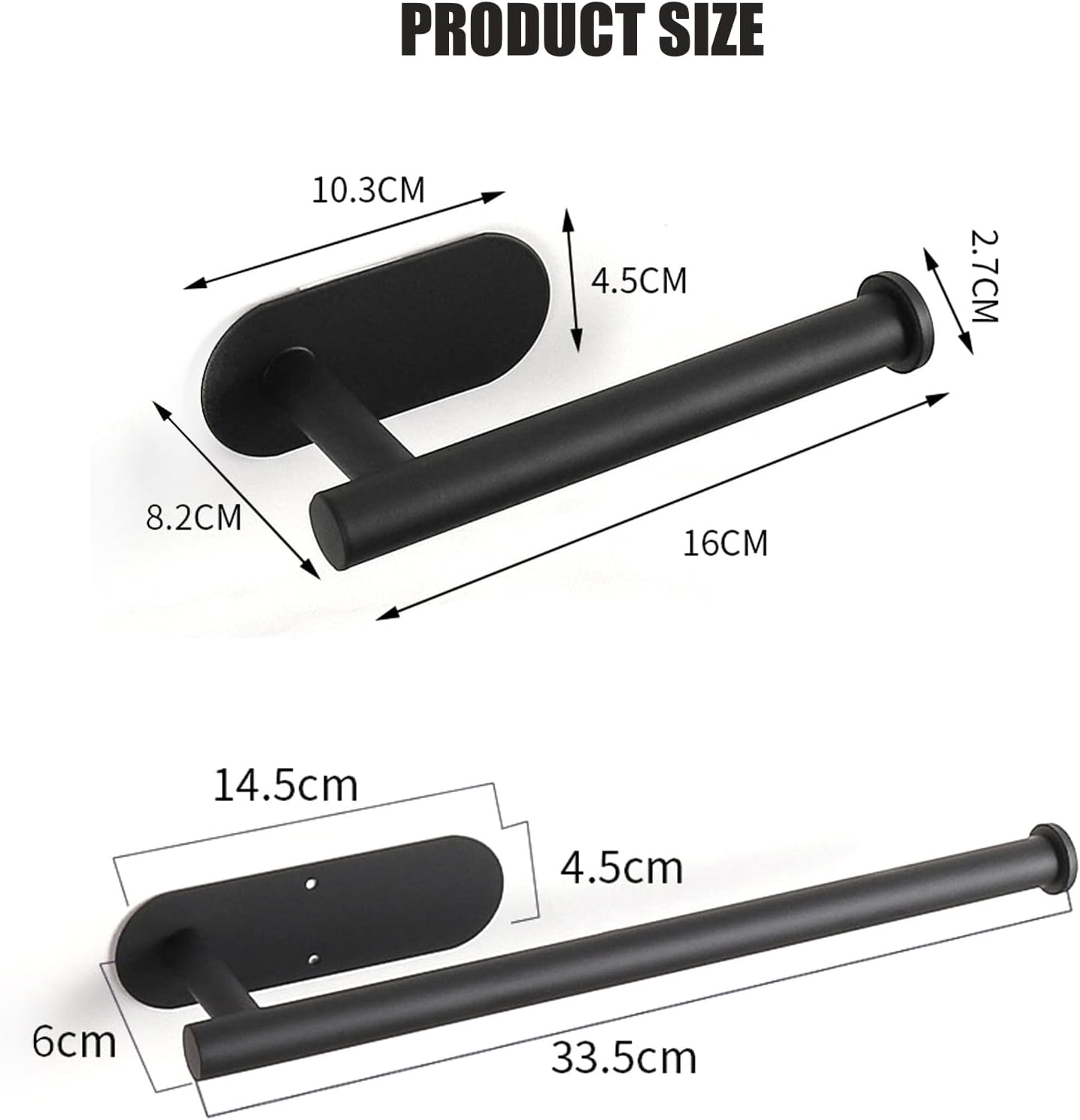 2 PCS Toilet Paper Holder Self Adhesive, Premium Thicken Stainless Steel Rustproof Adhesive Toilet Roll Holder No Drilling for Bathroom, Kitchen, Washroom (Large+Small) image number 1