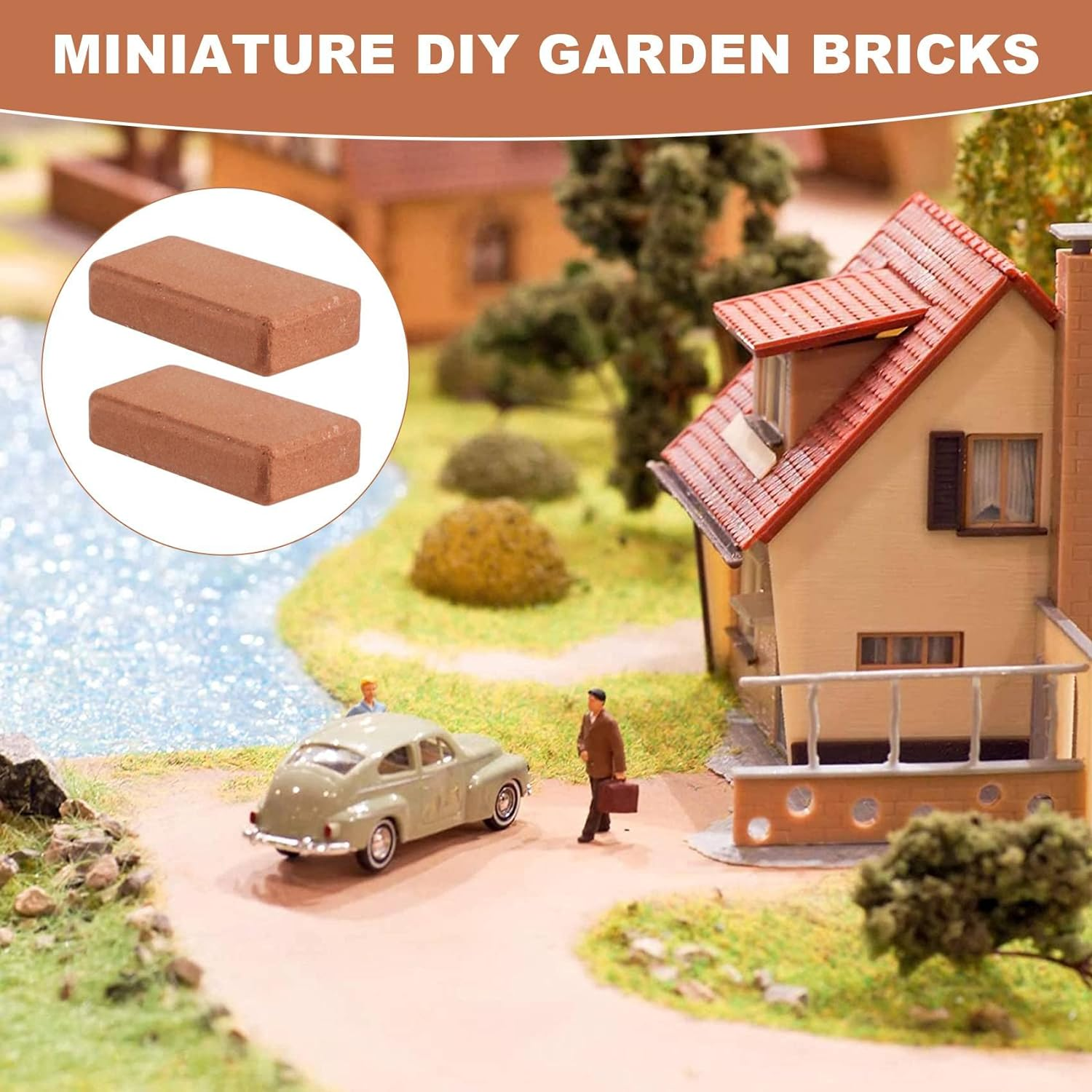 Ceahoify 200 Pieces Mini Bricks for Landscaping Miniature Bricks Brick Wall Small Bricks for Garden Parts,1/35 Scale image number 6