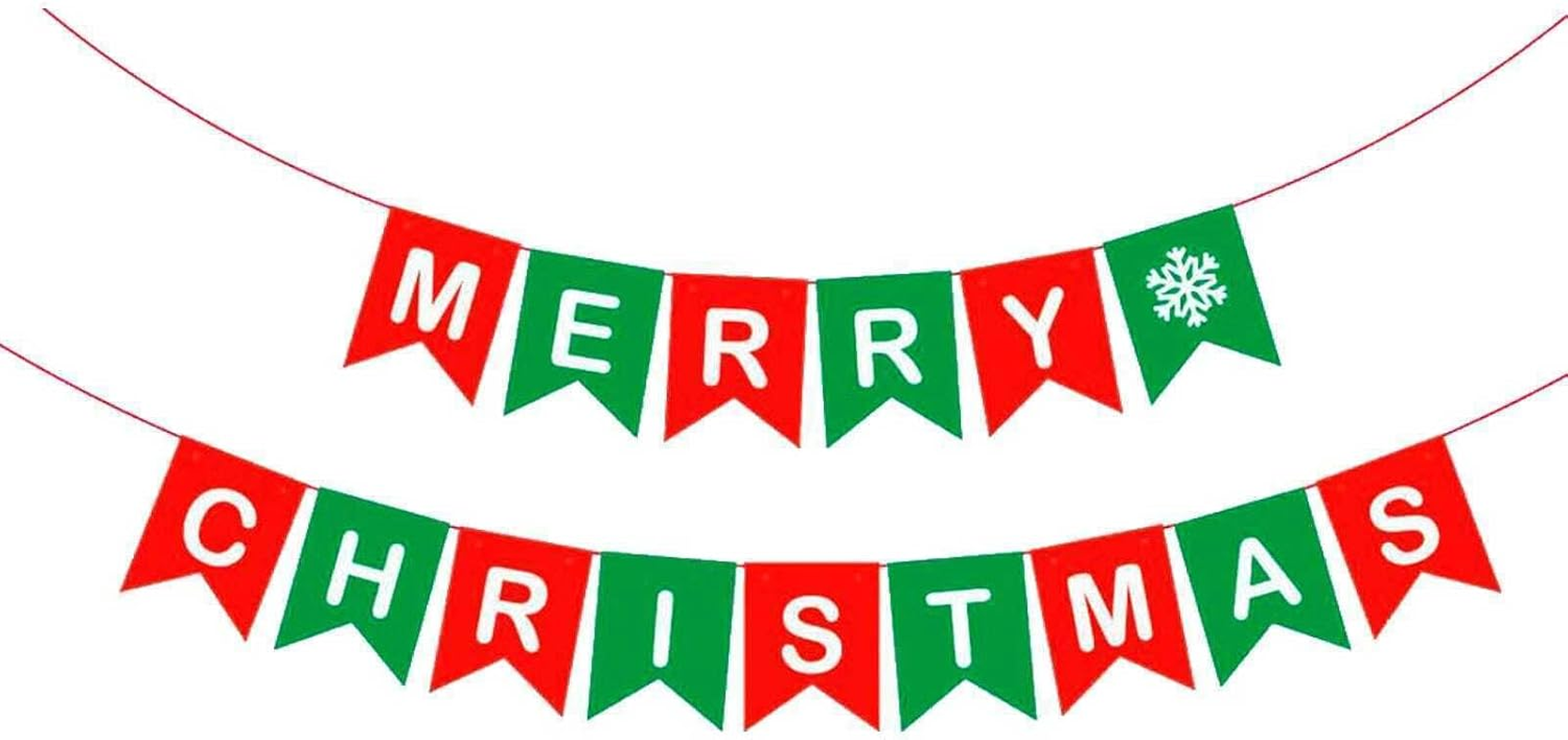 Merry Christmas 5 Metre Banner Bunting Santa Holiday Celebration Decoration Red Green image number 2