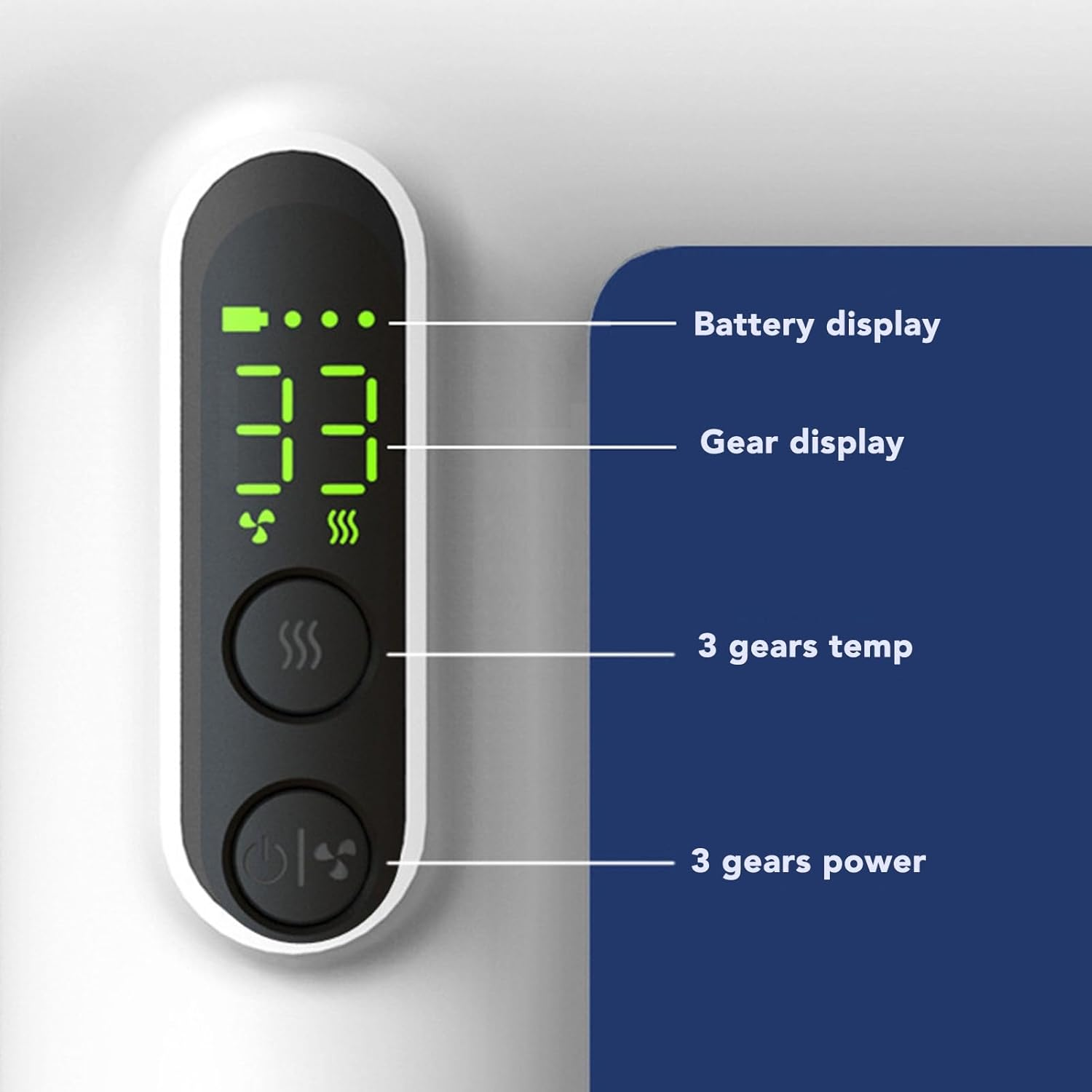 USB Rechargeable Cordless Hair Dryer, Digital Display Screen 3 Gear Wind Temp, 15000Mah Battery, High Power Fast Drying for Student Dormitories, Travelling, Outdoors image number 6