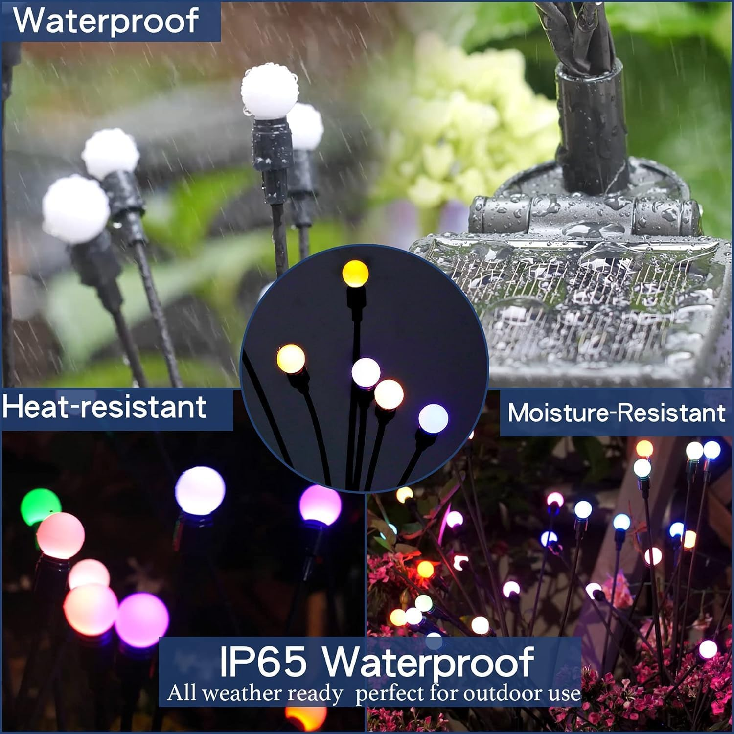 Solar Garden Lights, Starburst Swaying Light - Swaying When Wind Blows, Solar Lights Outdoor Decorative, Color Changing RGB Light for Yard Patio Pathway Decoration