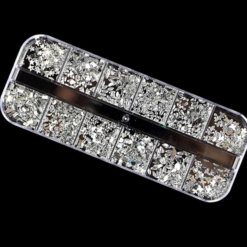 5 Boxes Nail Rhinestones Gems Crystal Art Decorations Kit Nail Horse Eye Rhinestones image number 3