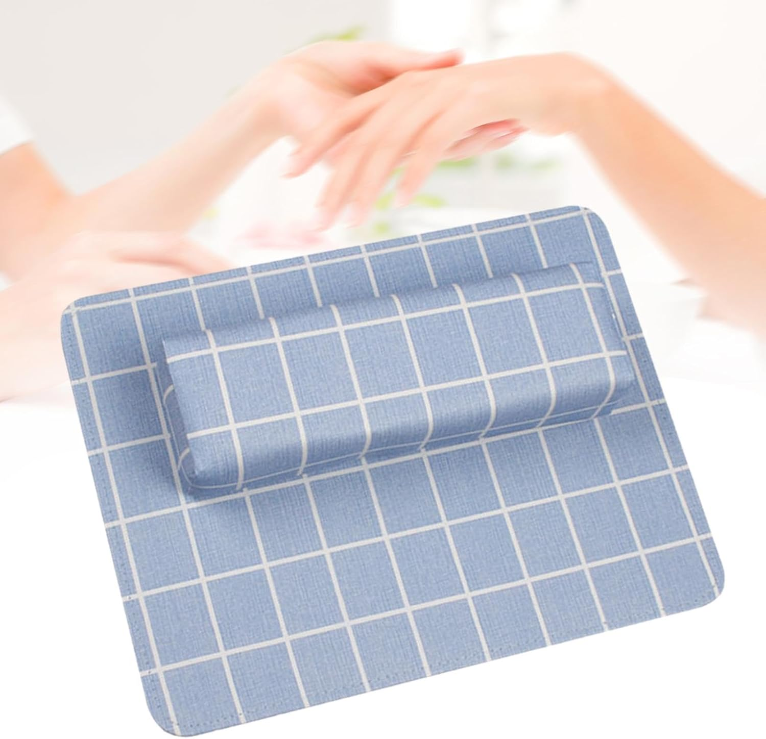 Eigell Manicure Hand Pillow Nail Arm Rest with Pad Nail Art Tool Nail Pillow for Home DIY, Blue