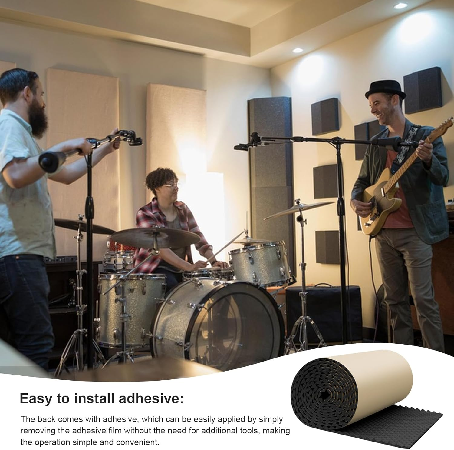 Sound Proofing Panels for Walls, Acoustic Panels Sound Pads, Fire Resistant Acoustic Insulation, Self-Adhesive Sound Barrier, Car Studio Soundproofing Material image number 4