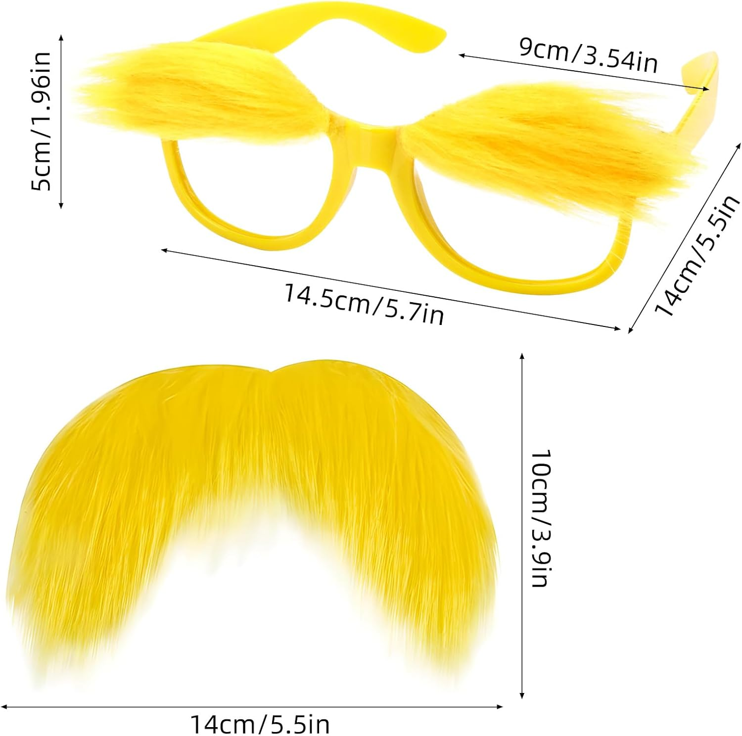 Taefuhnn Yellow Mustache and Eyebrows Glasses for for Kid and Adult, Fake Beard Moustache, Novelty Facial Hair Halloween Costume Accessories for Book Week Cosplay Funny Party Favor image number 3