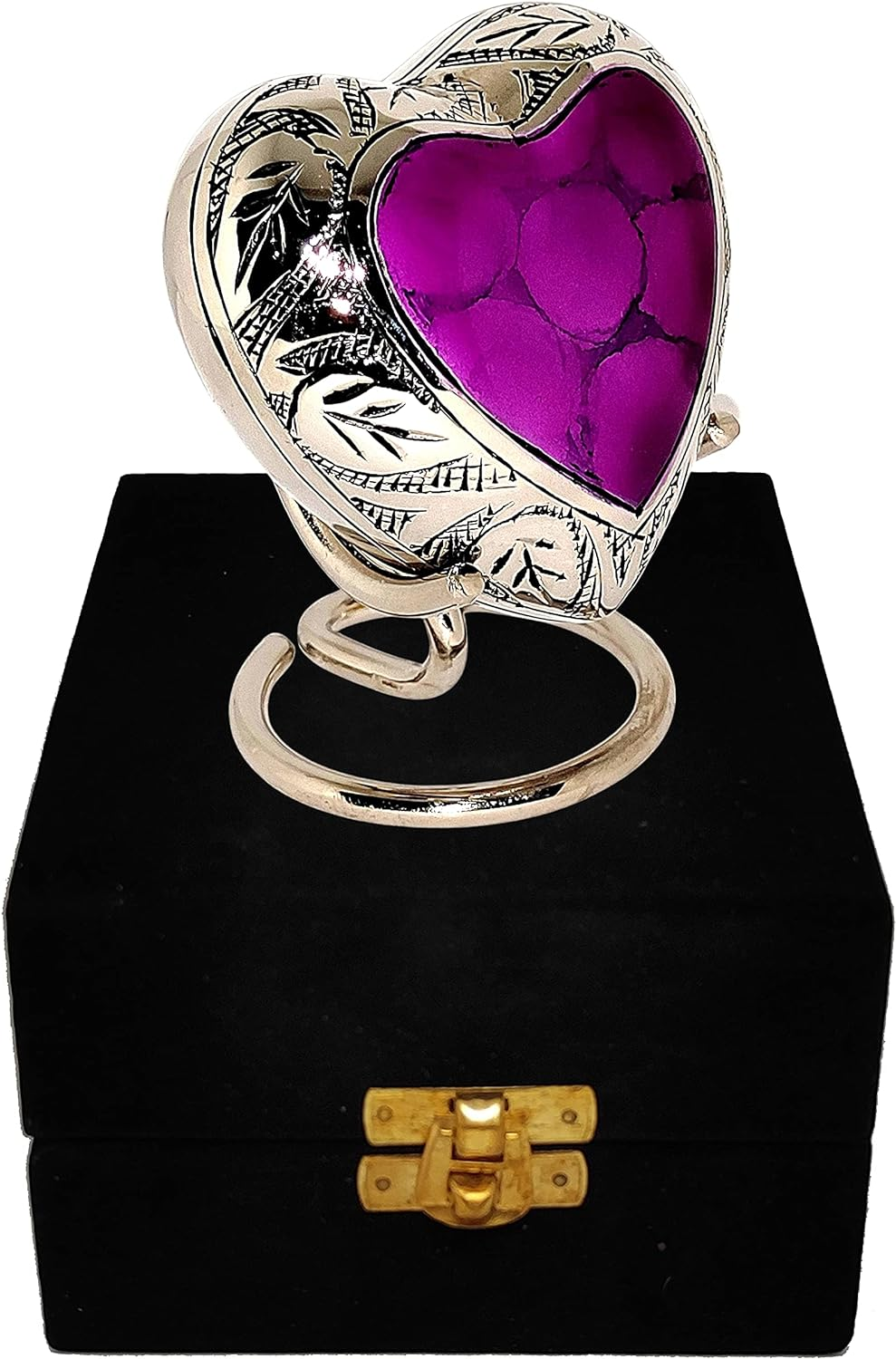 Classic Heart Shape Keepsake Urn for Human Ashes &ndash; with Box and Stand - Lovely Purple Color 7 Cms High image number 2
