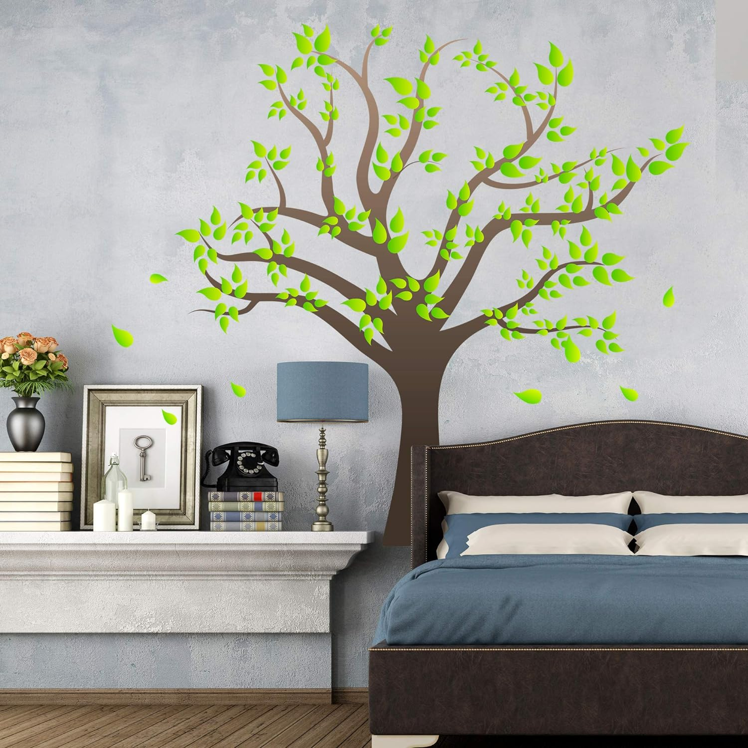 RW-1080 3D Green Tree Wall Stickers Family Photo Tree Wall Decal Removable Peel and Stick DIY Art Wallpaper for Kids Girls Babys Bedroom Bathroom Living Room Nursery Offices image number 6