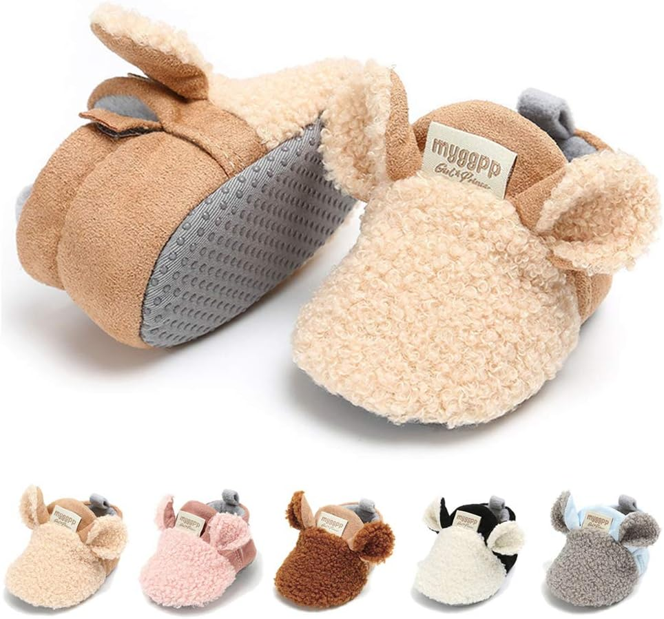 LAFEGEN Baby Booties for Boys Girls with Soft Lining Non Slip Gripper Newborn Infant Slipper Socks Toddler First Walker Crib Shoes 0-18 Months