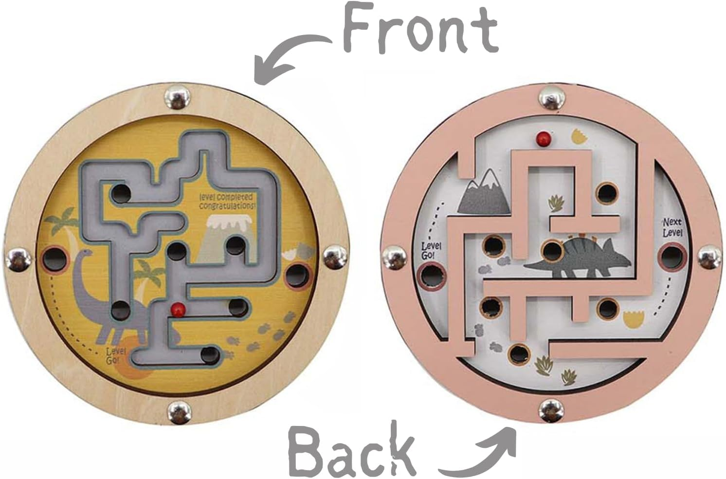 KAPER KIDZ Dinosaur Bead Maze Labyrinth Puzzle in Disc Double Sided - Portable Dino Puzzle Game image number 3