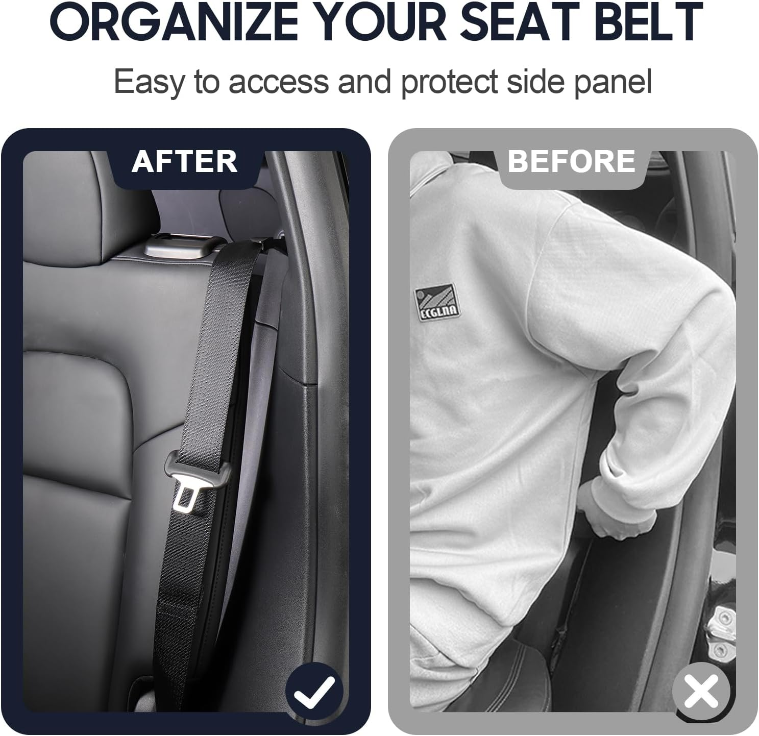 2 Pack Seat Belt Guide Holder for Tesla Model Y, ABS Backseat Seat Belt Organizer, Automotive Interior Accessories Compatible with Tesla Model Y 2021-2024 (Black) - Black B image number 2