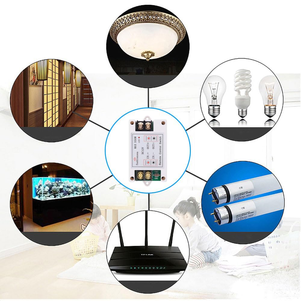 DC 12V 40A Relay Remote Control Switch, 1CH Universal 433Mhz Remote Control Wireless Latching Function Switch for Industrial Control and Low Voltage Power Systems & More image number 5