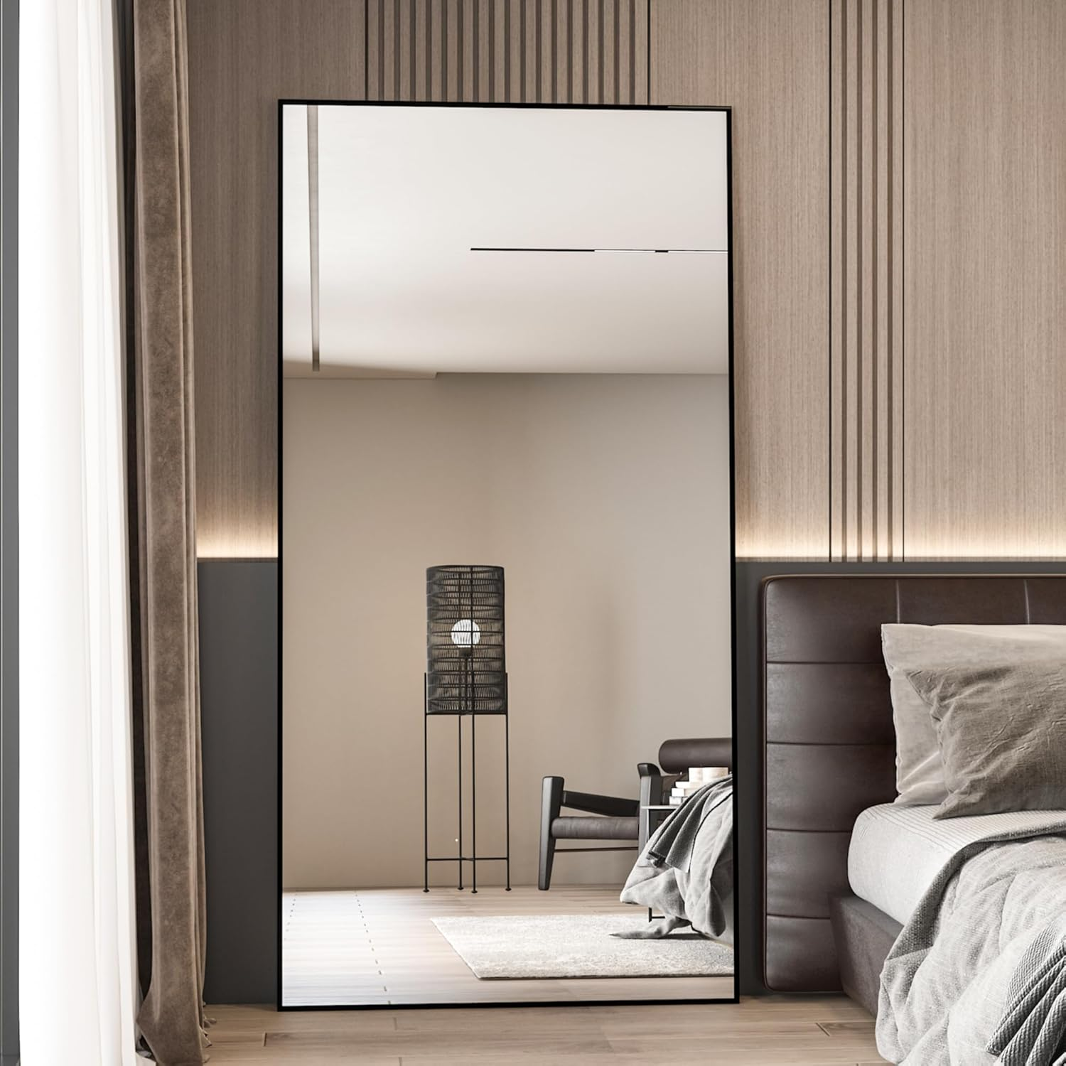 CASSILANDO Oversized Full Length Mirror, 180 * 80Cm Extra Large Floor Standing Mirror with Aluminum Alloy Frame for Bedroom image number 7