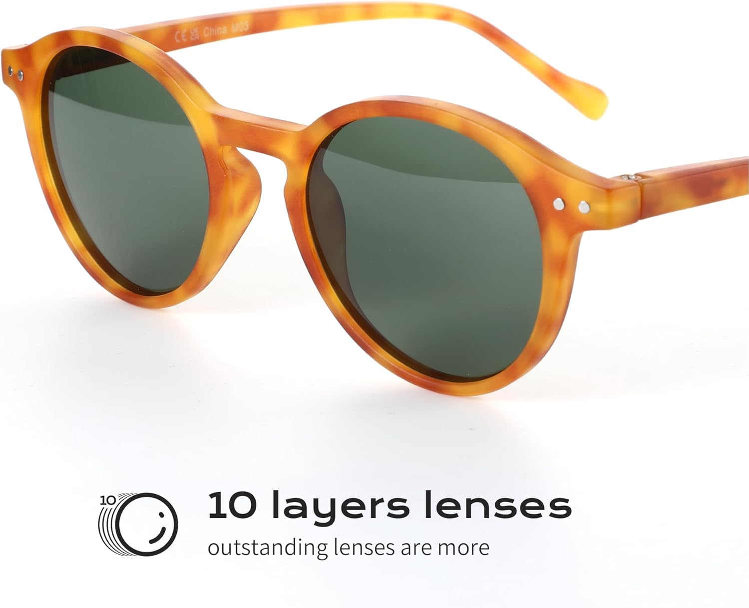 ZENOTTIC Polarized round Sunglasses, Stylish Small Sunglasses for Men and Women Retro Classic, Multi-Style Selection - C01 Black Frame Black Lens image number 2