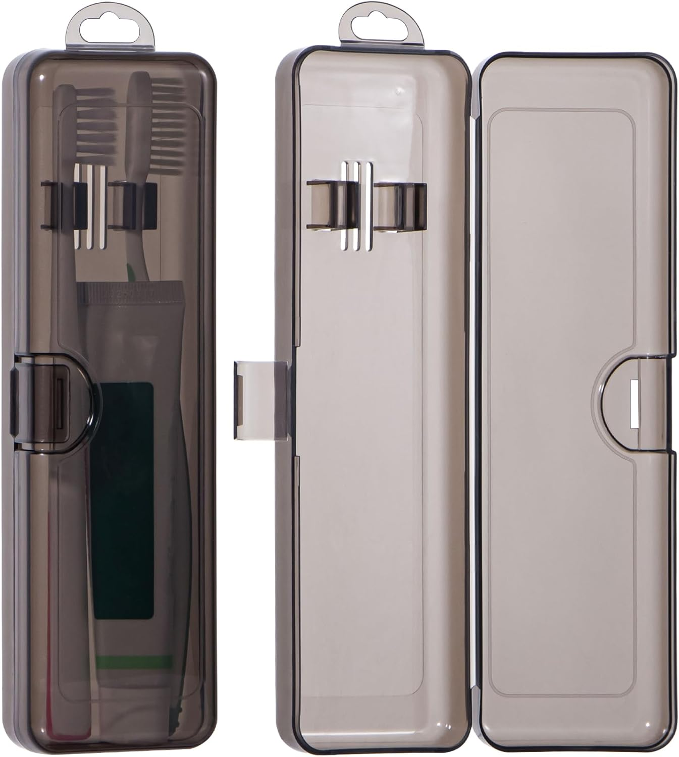 Yeeco Toothbrush Case 2 Packs, Transparent Black Toothbrush Travel Case, Plastic Toothbrush Holder Travel Size, 7.87 X 2.36X 1.18 Inches Portable for Traveling Can Palce 2 Toothbrushes image number 2