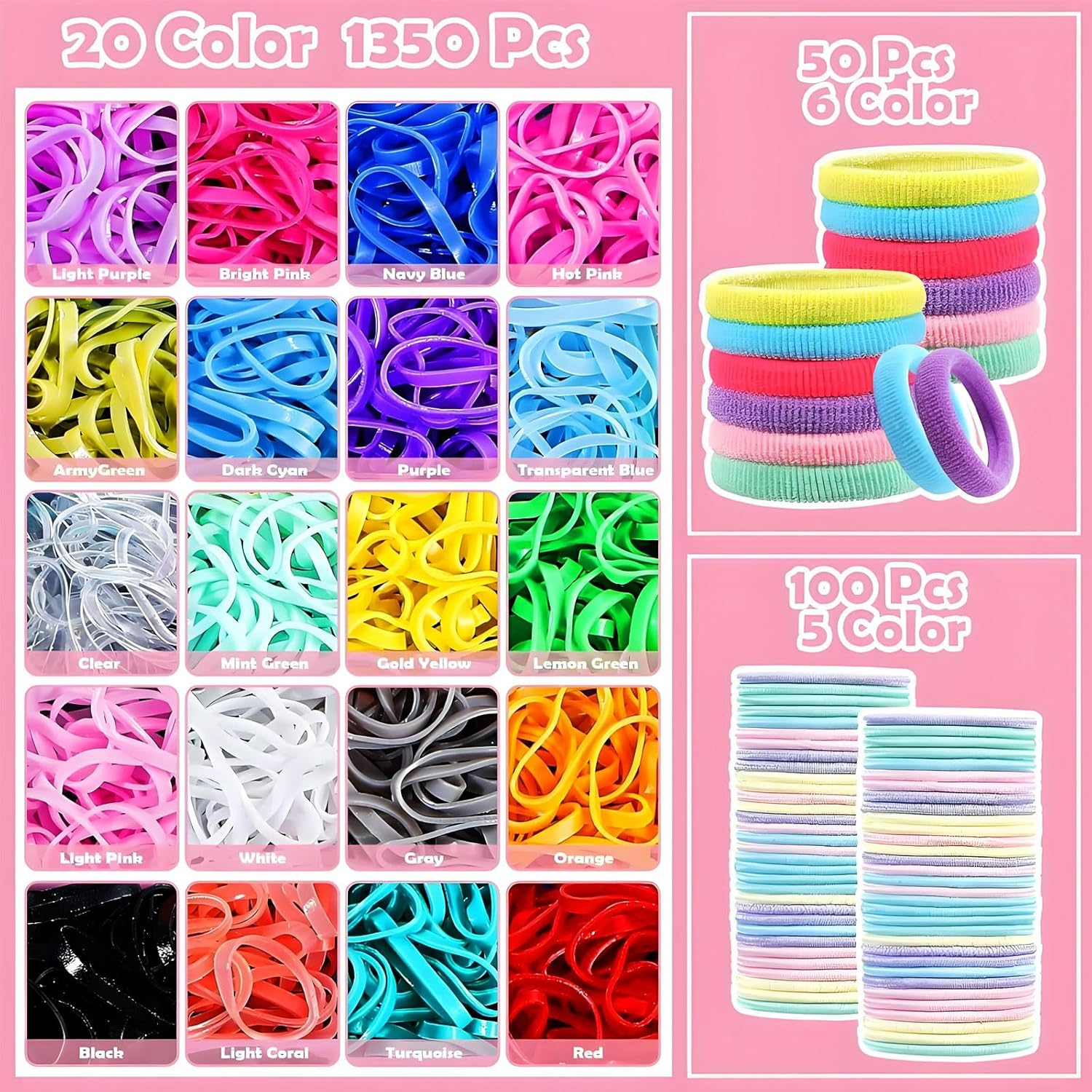 MYTOAU 1543 Pcs Elastic Hair Ties Set with Organizer Box Assorted Mini Hair Elastics Colorful Hair Accessories with Cute Flower Hair Clip Elastic Rubber Bands Hair Ropes Hair Barettes Hair Comb image number 2