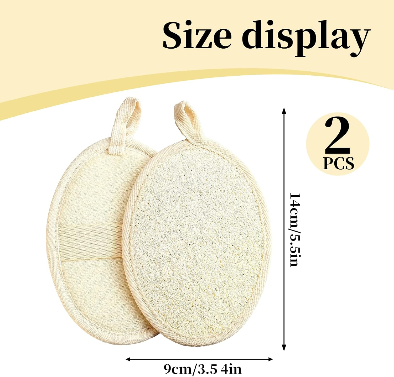 2 Counts 1 Pack Soft Loofah Pad for Body Exfoliation Shower Luffa Sponge, Gentle Thai Loofah Fibers, Prevents Ingrown Hairs, Suitable for Sensitive Skin, Eco Friendly, Spa Grade Exfoliation at Home image number 3